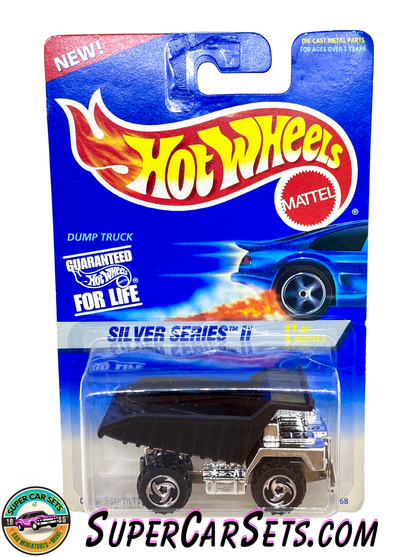 Hot Wheels (VINTAGE) (Year launched 1996) - Silver Series II (1/4) Dump Truck (#15268) (Dump Bed Tilts) (#420) (Card slightly damaged)