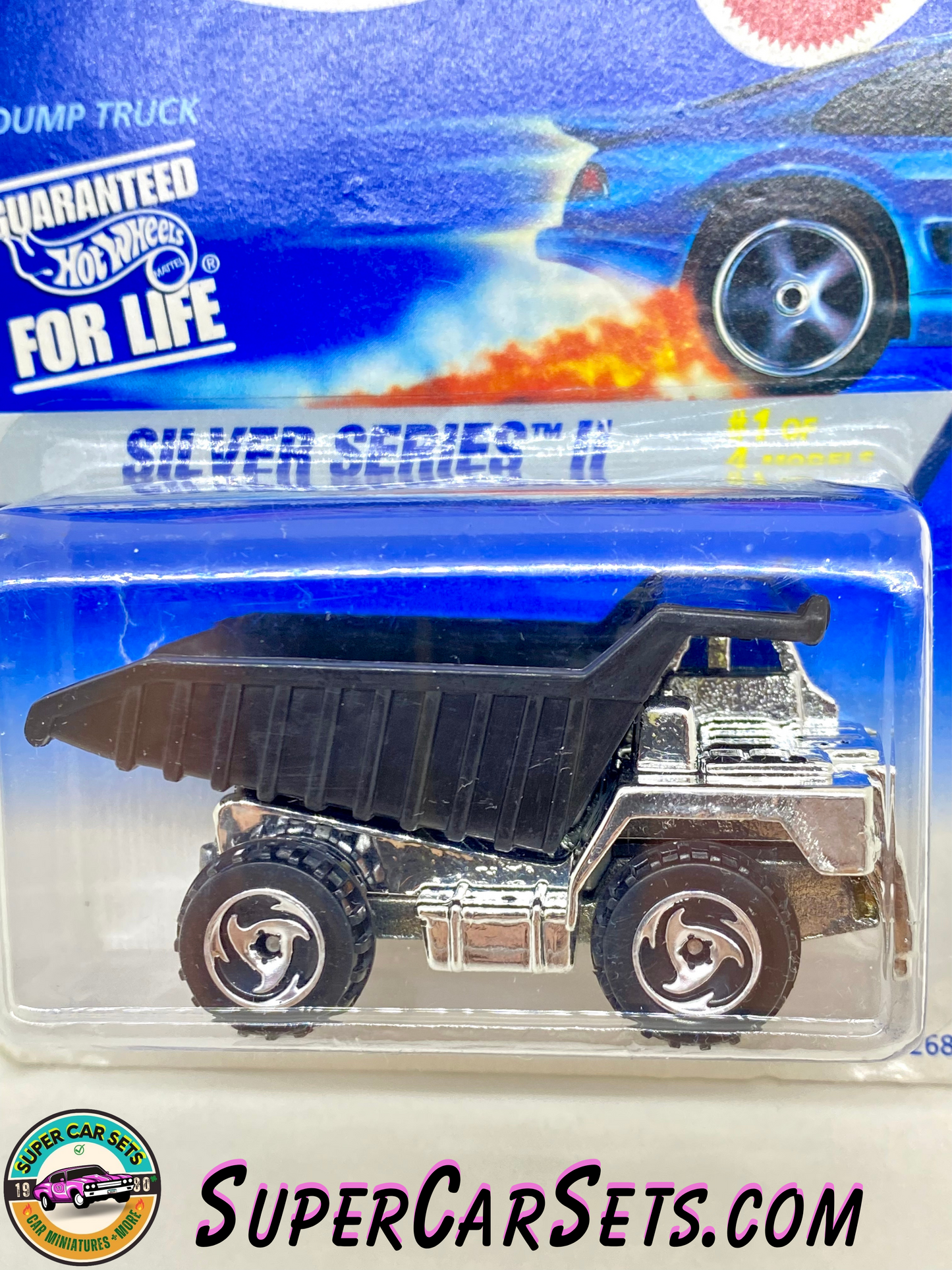 Hot Wheels (VINTAGE) (Year launched 1996) - Silver Series II (1/4) Dump Truck (#15268) (Dump Bed Tilts) (#420) (Card slightly damaged)