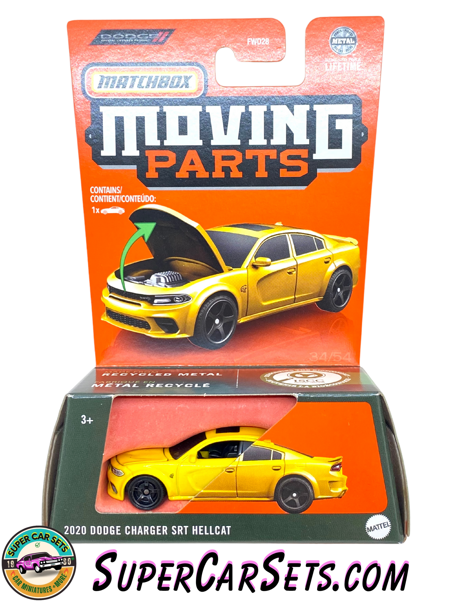 2020 Dodge Charger SRT Hellcat (yellow colour) - Matchbox Moving Parts