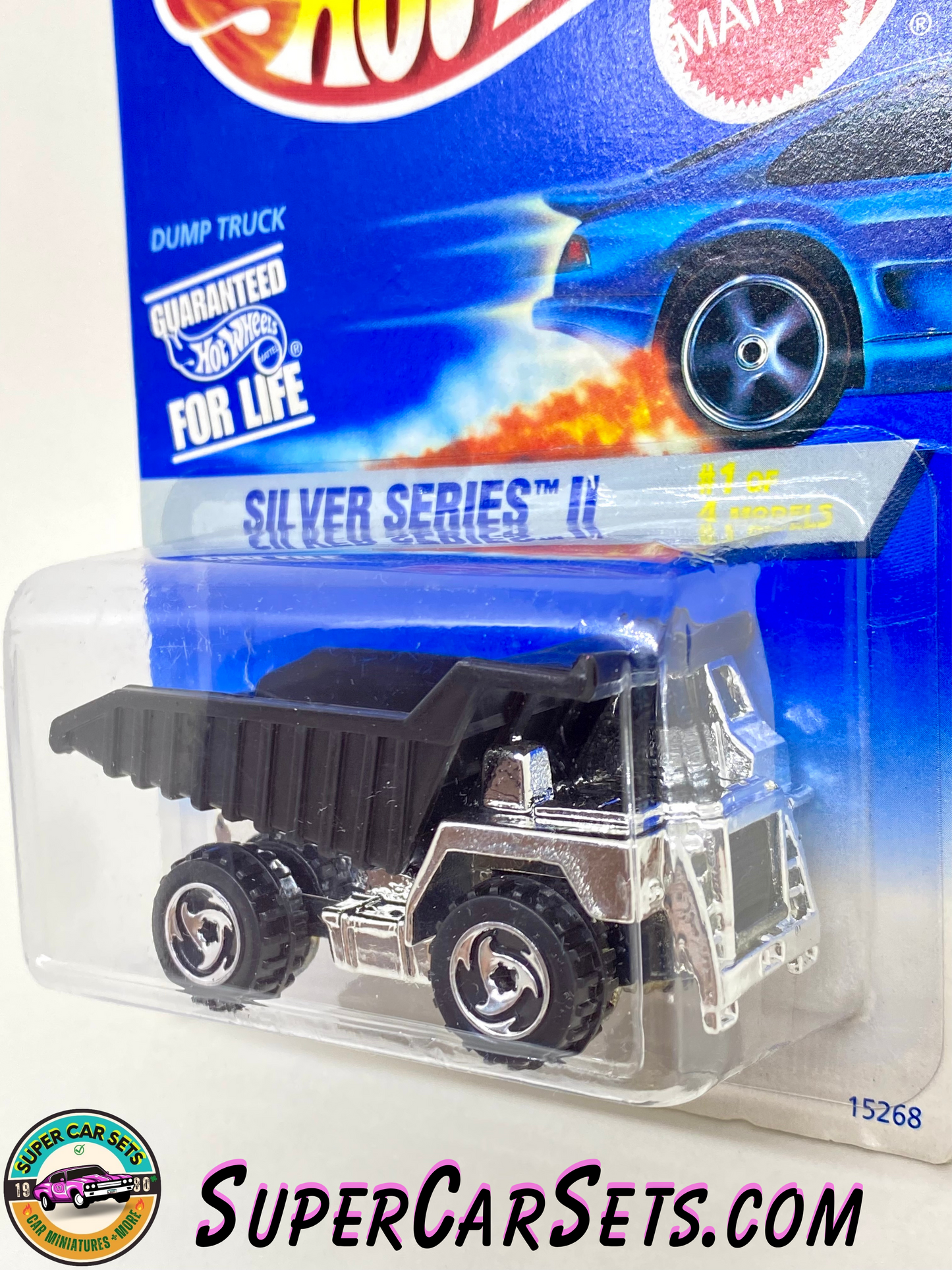 Hot Wheels (VINTAGE) (Year launched 1996) - Silver Series II (1/4) Dump Truck (#15268) (Dump Bed Tilts) (#420) (Card slightly damaged)