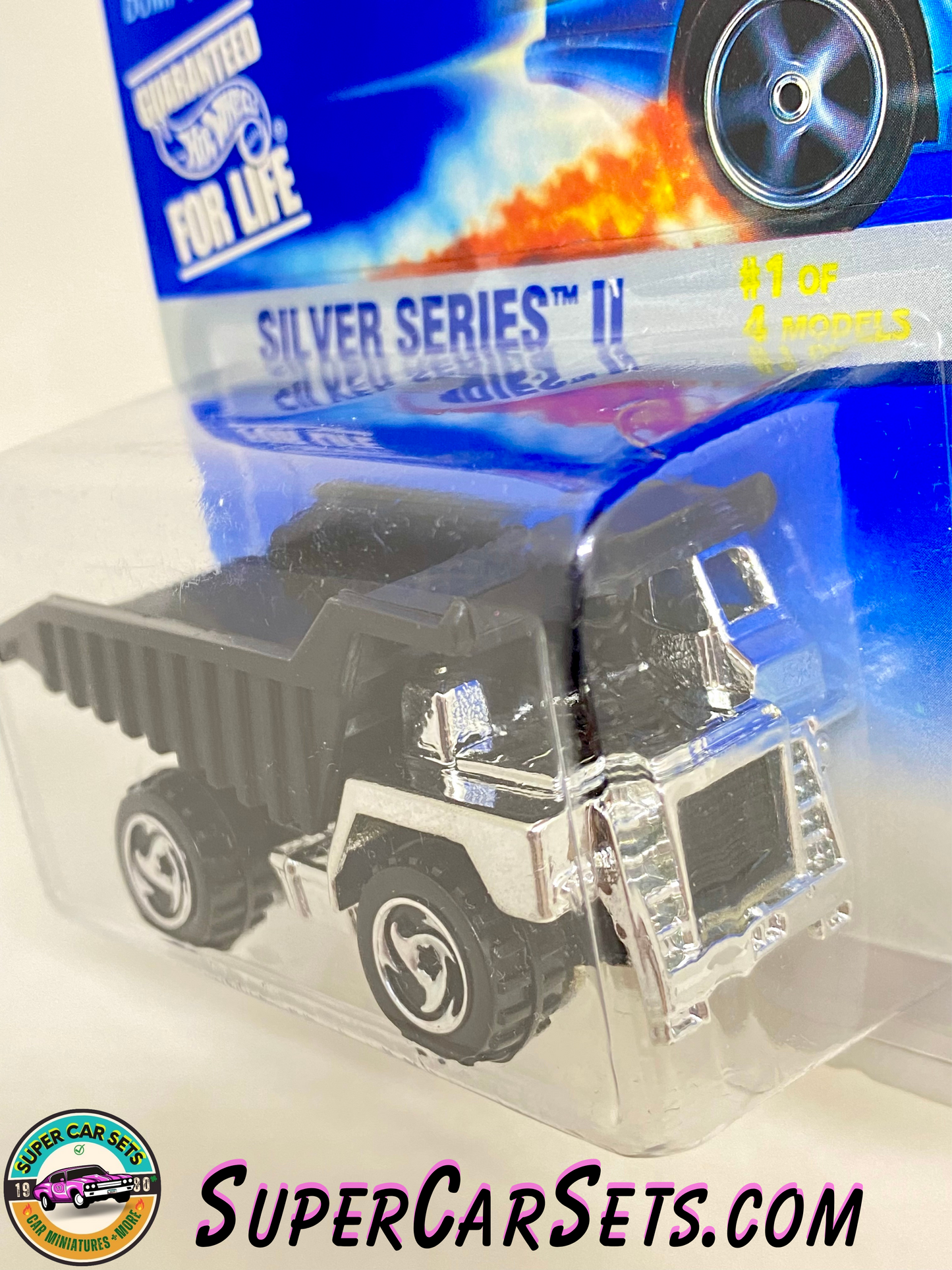 Hot Wheels (VINTAGE) (Year launched 1996) - Silver Series II (1/4) Dump Truck (#15268) (Dump Bed Tilts) (#420) (Card slightly damaged)