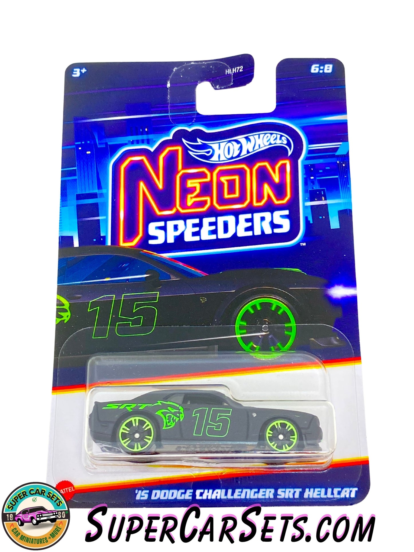 Hot Wheels Neon Speeders (6/8) - ’15 Dodge Challenger SRT Hellcat (card slightly bent)