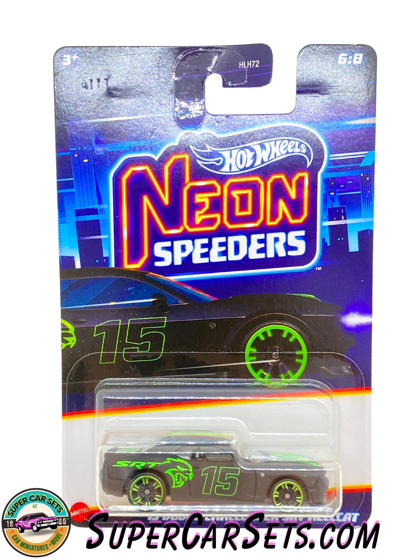 Hot Wheels Neon Speeders (6/8) - ’15 Dodge Challenger SRT Hellcat (card slightly bent)