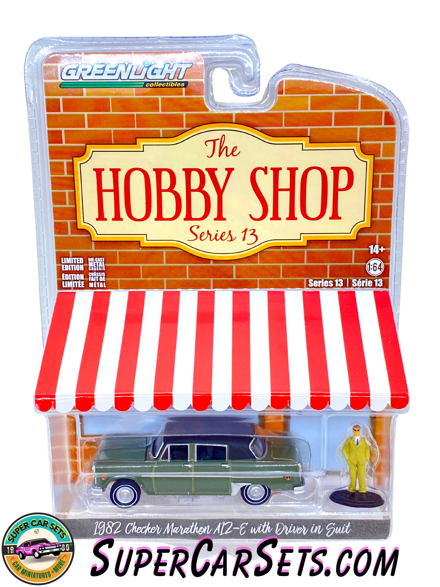 1982 Checker Marathon A12-E with Driver in Suit - The Hobby Shop Series 13 made by Greenlight Collectibles