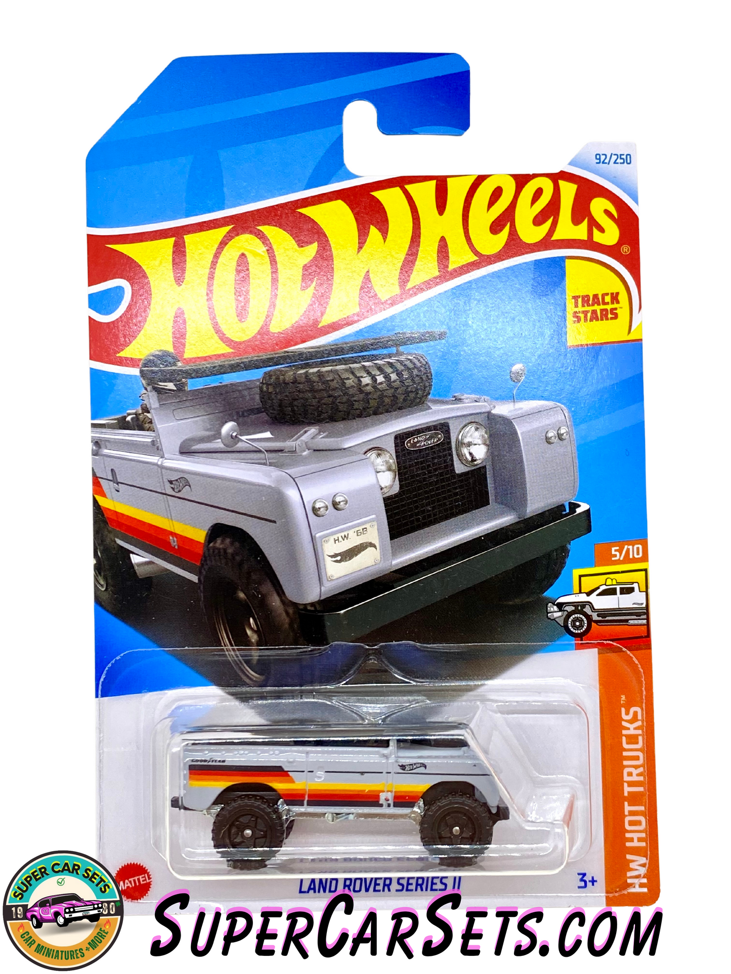 Land Rover Series II (grey colour with black, red, yellow, and orange stripes) - Hot Wheels HW Hot Trucks - 2024 (5/10) (92/250)