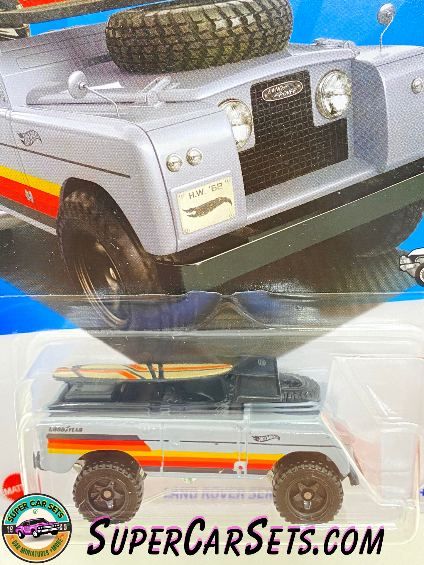 Land Rover Series II (grey colour with black, red, yellow, and orange stripes) - Hot Wheels HW Hot Trucks - 2024 (5/10) (92/250)