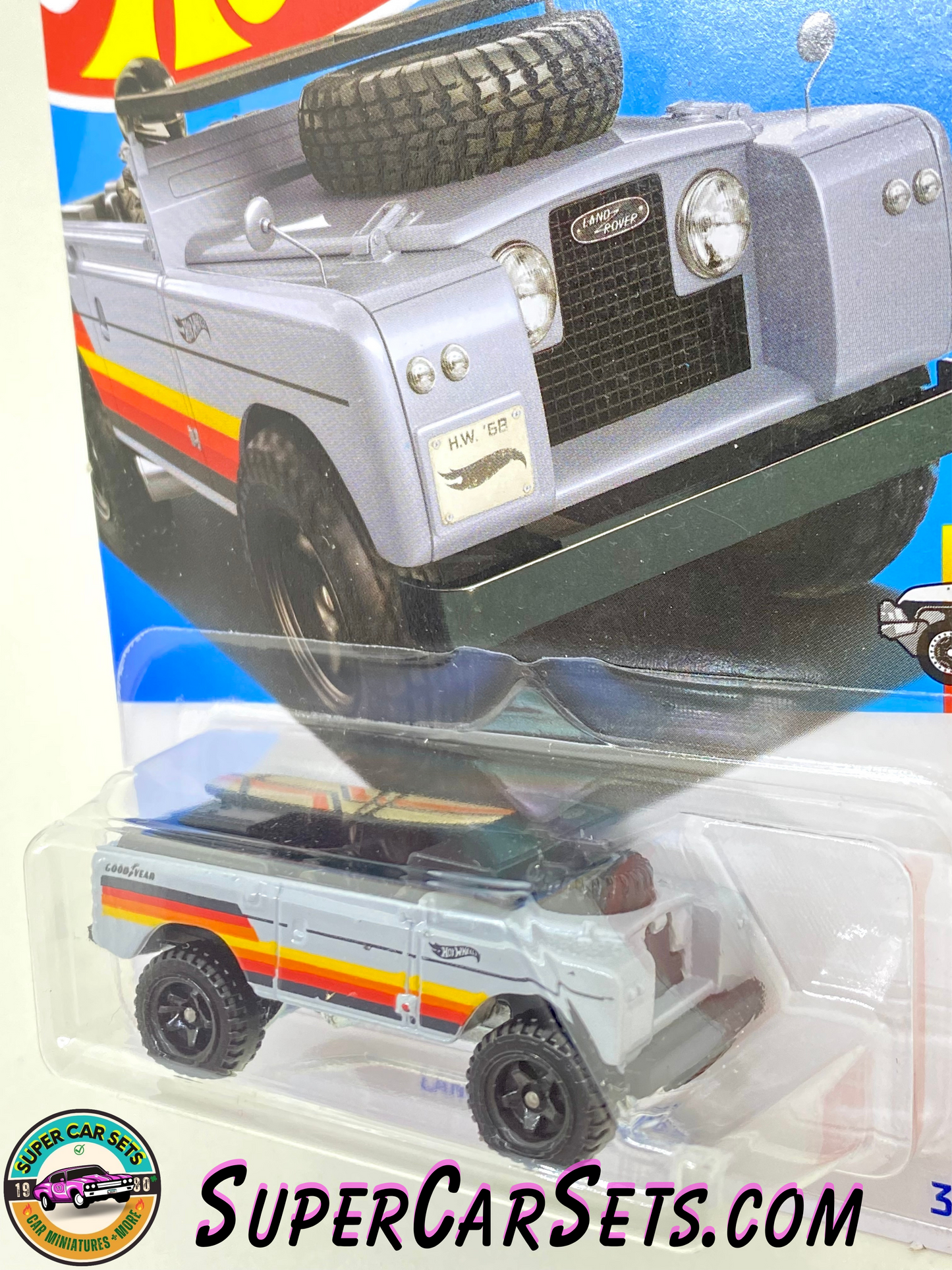 Land Rover Series II (grey colour with black, red, yellow, and orange stripes) - Hot Wheels HW Hot Trucks - 2024 (5/10) (92/250)