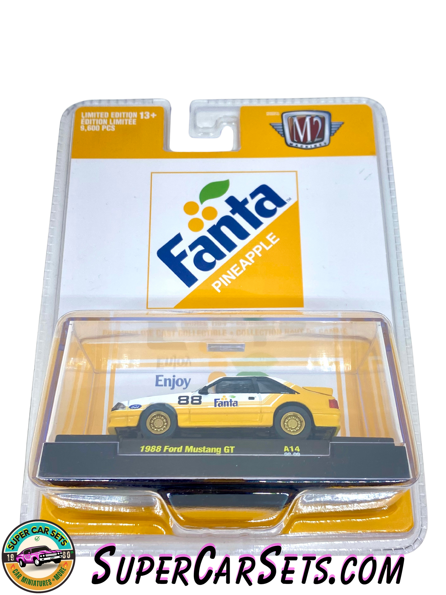 Fanta Pineapple 1988 Ford Mustang made by M2 Machines