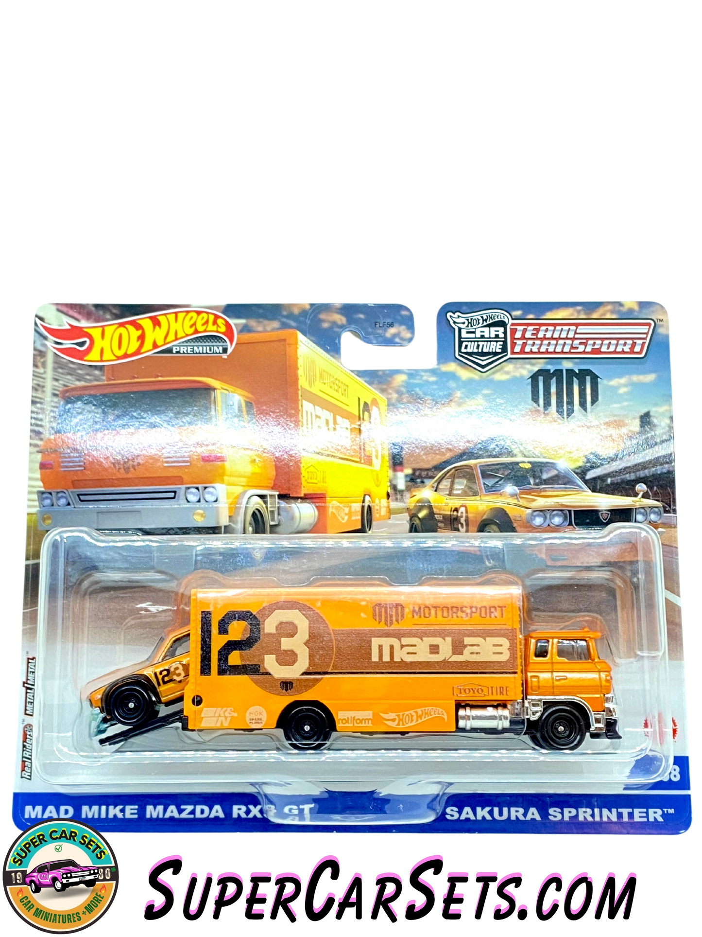 Mad Mike Mazda RX3 GT + Sakura Sprinter - Hot Wheels Team Transport (#58)