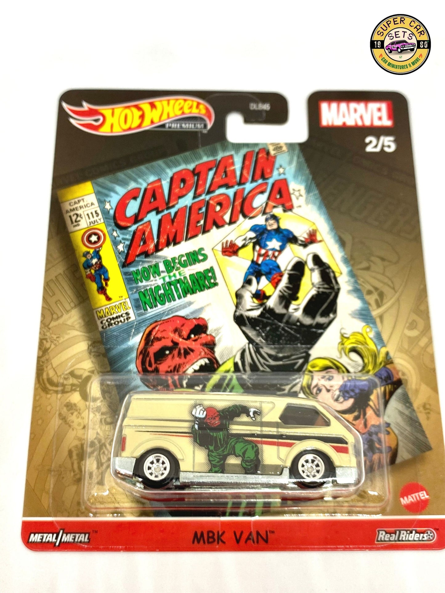 Alle 5 Autos (Komplettset) Marvel Hot Wheels Premium (einschließlich des VW T1 Drag Bus Captain America)