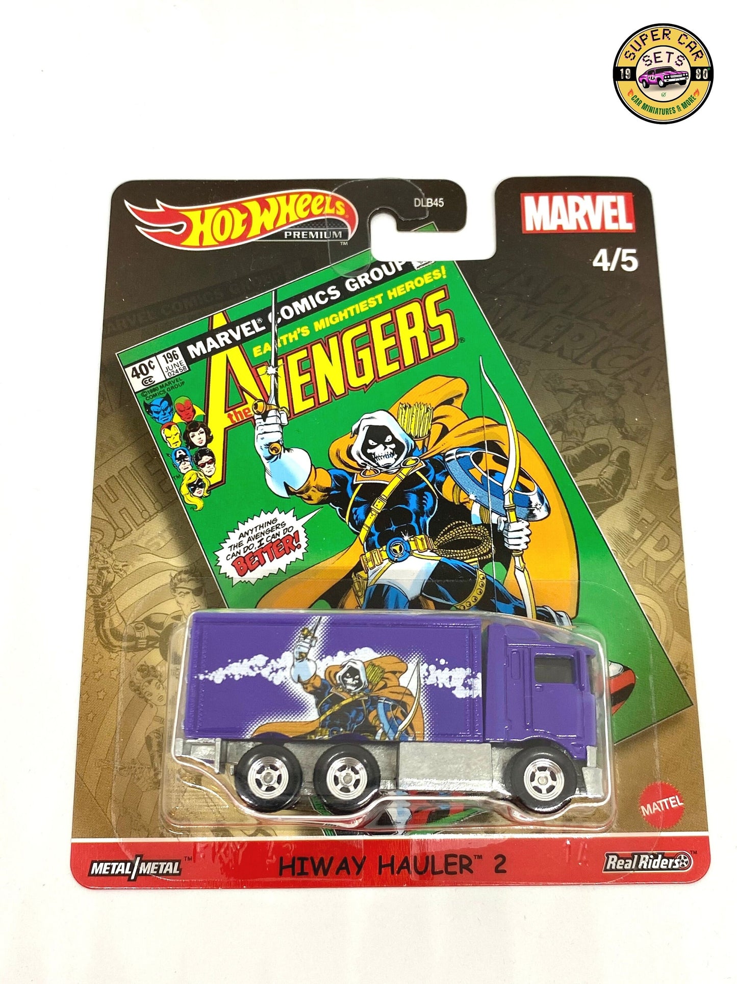 Les 5 voitures (ensemble complet) Marvel Hot Wheels Premium (y compris le VW T1 Drag Bus Captain America)