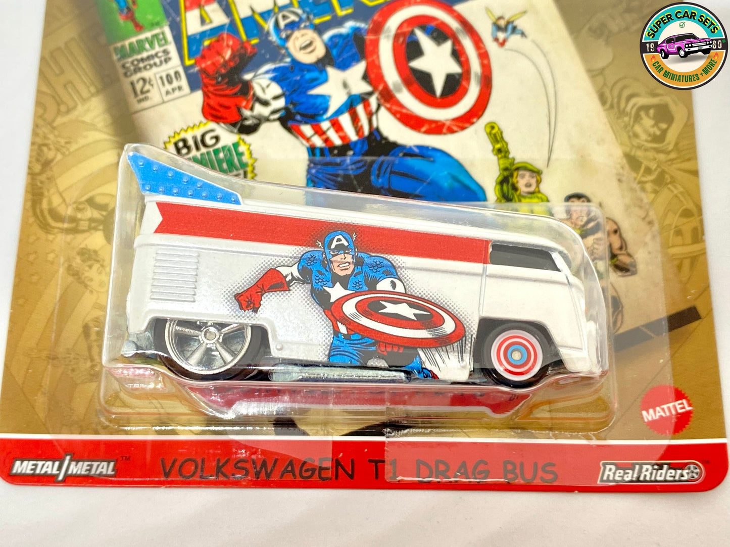 Captain America Hot Wheels Premium Marvel Volkswagen T1 Drag Bus_01