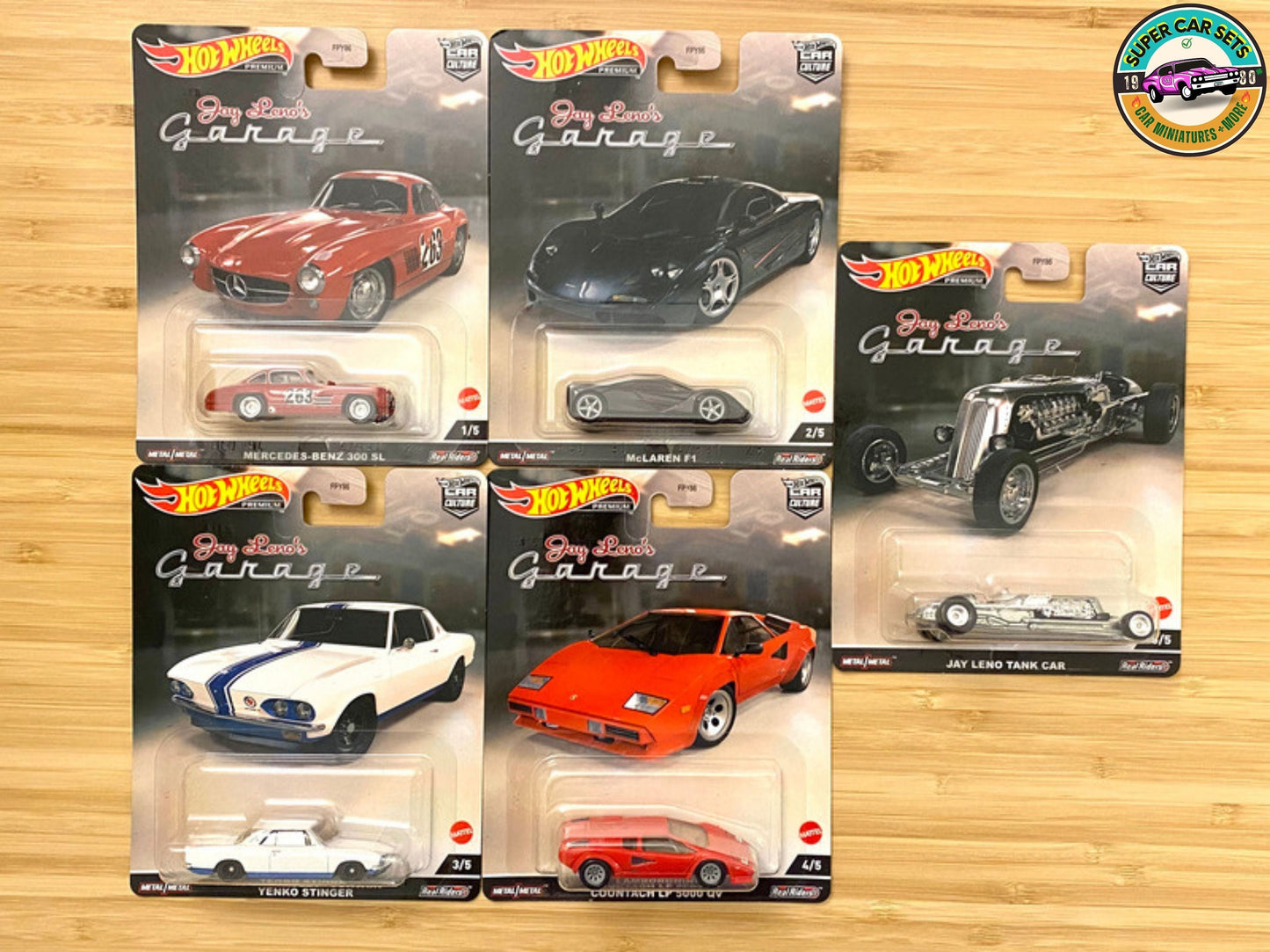 Alle 5 Autos Jay Leno's Garage von Hot Wheels Premium Car Culture – Komplettset 5 von 5 Autos