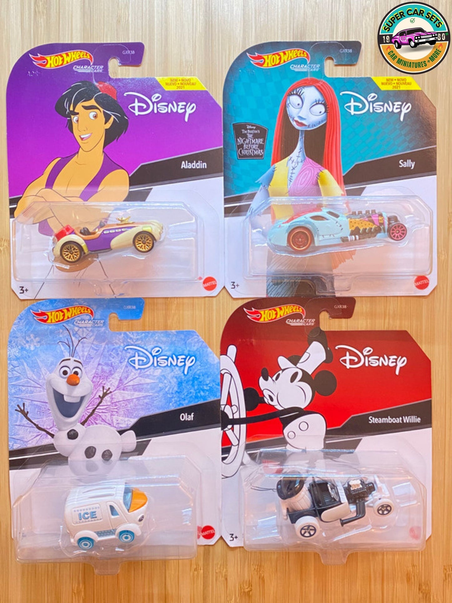 Personnage 4 voitures Disney Hot Wheels