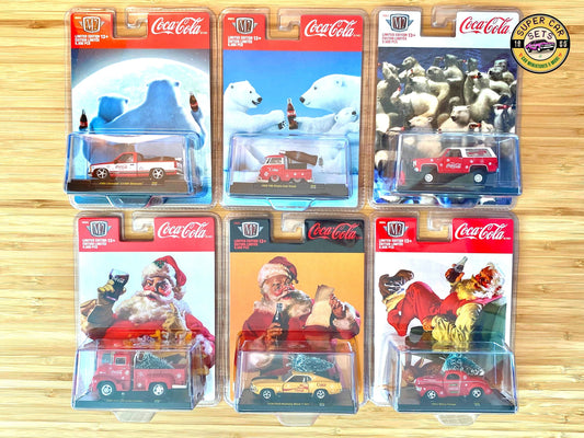 All 6 Coca-Cola Christmas Cars (VOL.1) from M2 Machines - Complete Set 6 of 6 cars