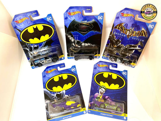 Tous les 5 DC Batman (Set avec THE JOCKER) - Ensemble complet de 5 voitures