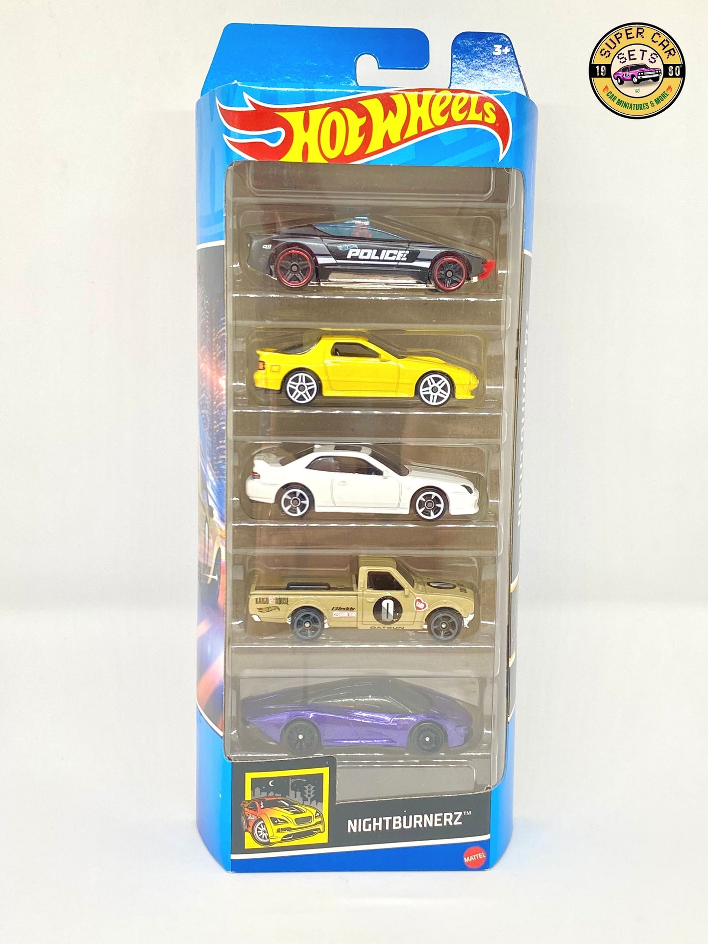 Pack de 5 Hot Wheels - Nightburnerz (avec Datsun 620 et plus)