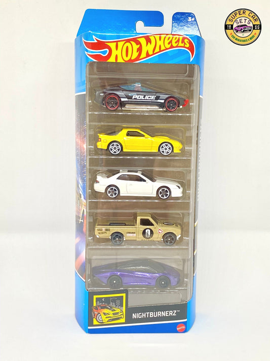 5er-Pack Hot Wheels – Nightburnerz (mit Datsun 620 + mehr)