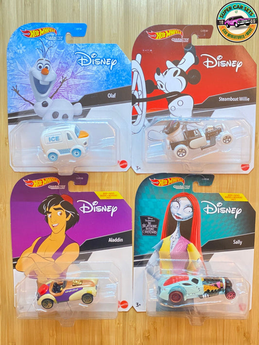 Personnage 4 voitures Disney Hot Wheels