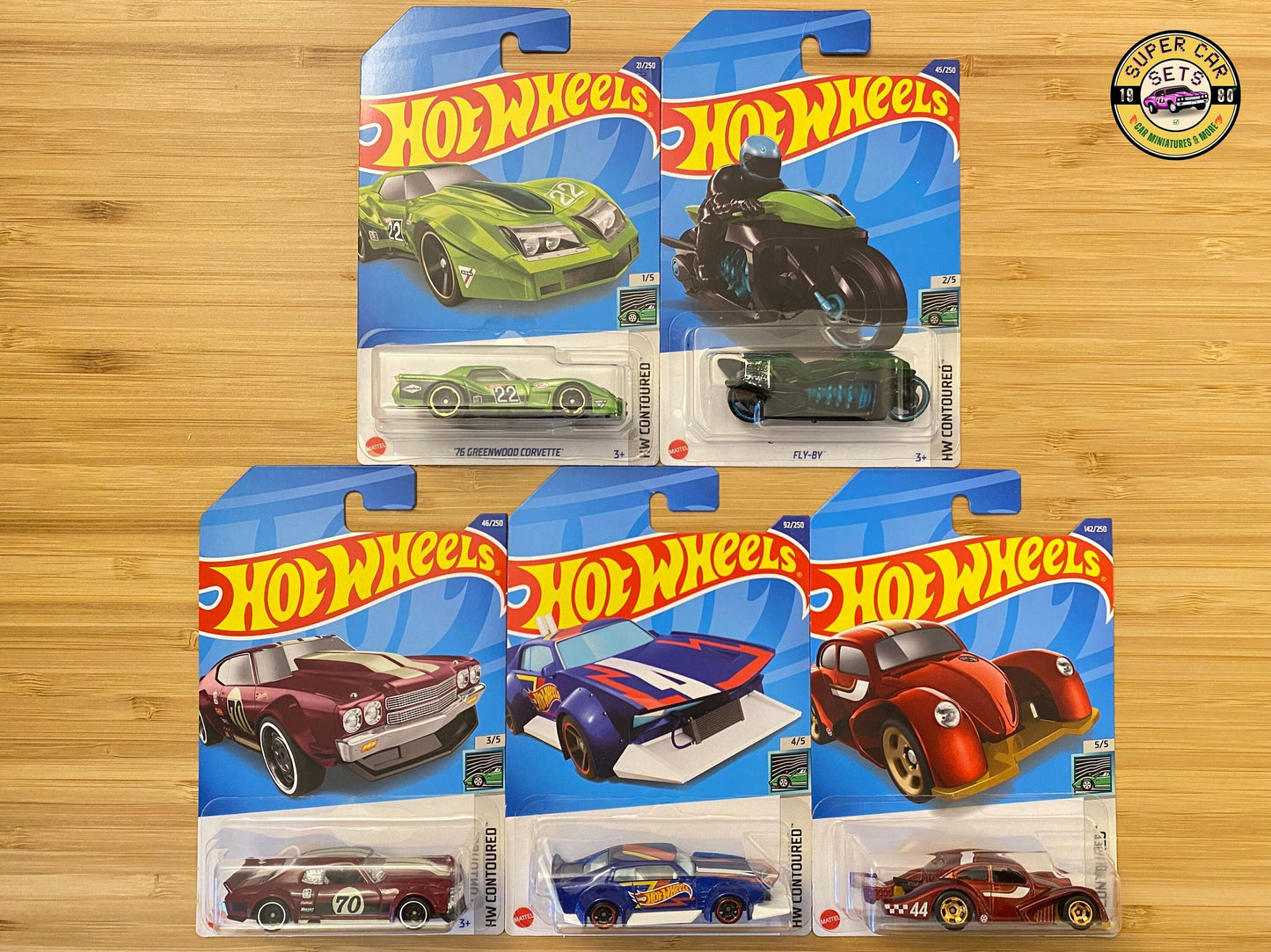 Les 5 Hot Wheels - HW Contoured - Ensemble complet de 5 voitures