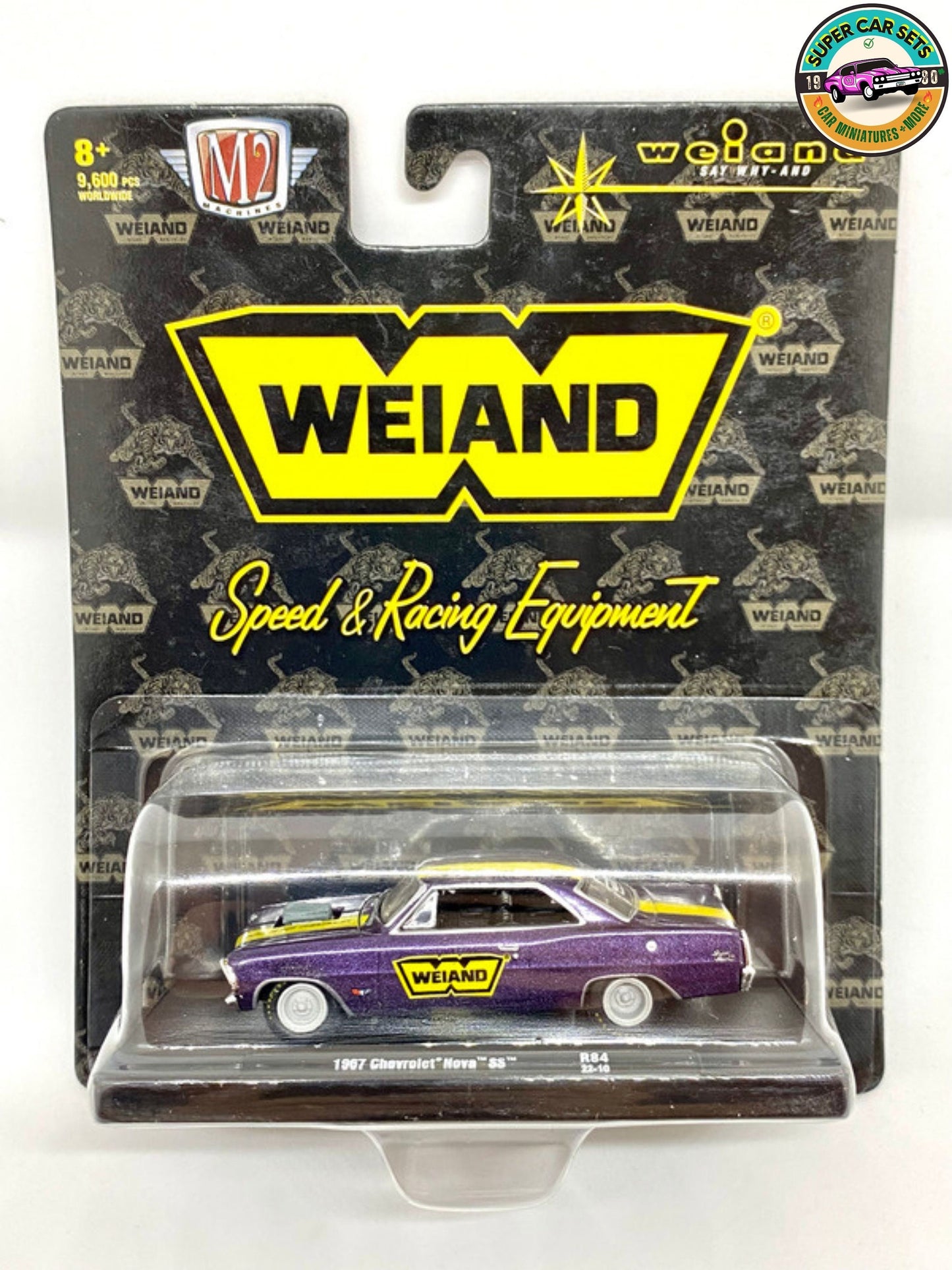 2 vehicles Weiand Set - 1967 Chevrolet Nova SS + 1964 Dodge A100 Panel Van made by M2 Machines