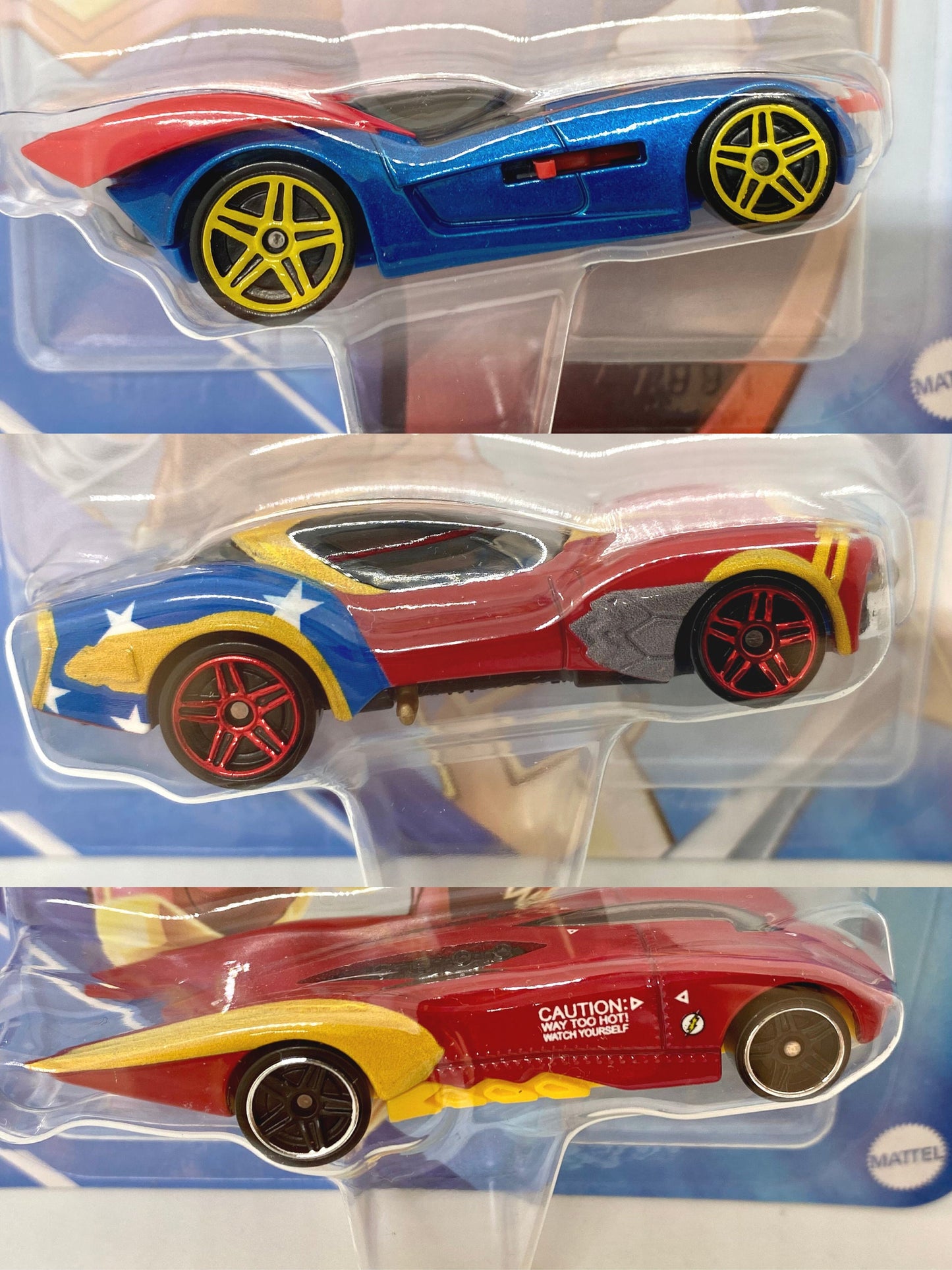 Superman + Wonder Woman + The Flash Hot Wheels Character's cars