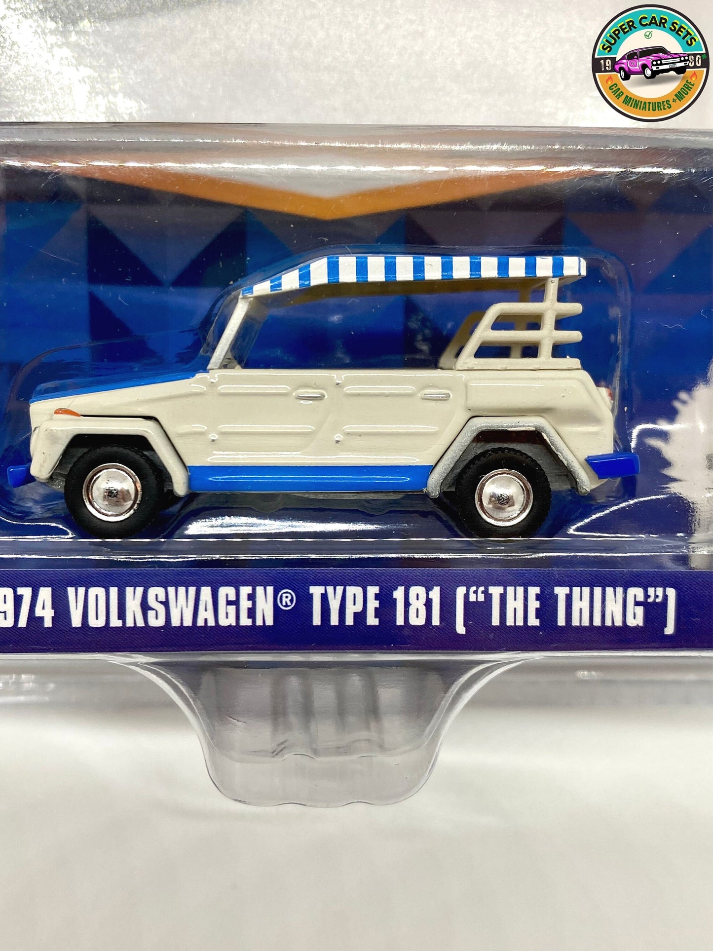 1974 Volkswagen Type 181 (“The Thing”)  Blue + stripes - Club V-Dub - Serie 15 - made by Greenlight Collectables