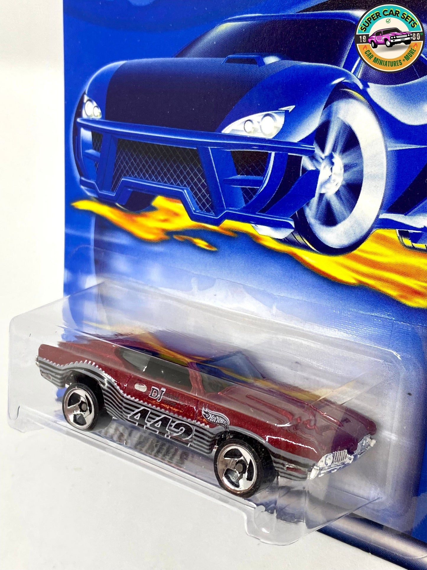 Hot Wheels (VINTAGE) - Olds 442 (dark red with strips) #154 (Year launched 2002)