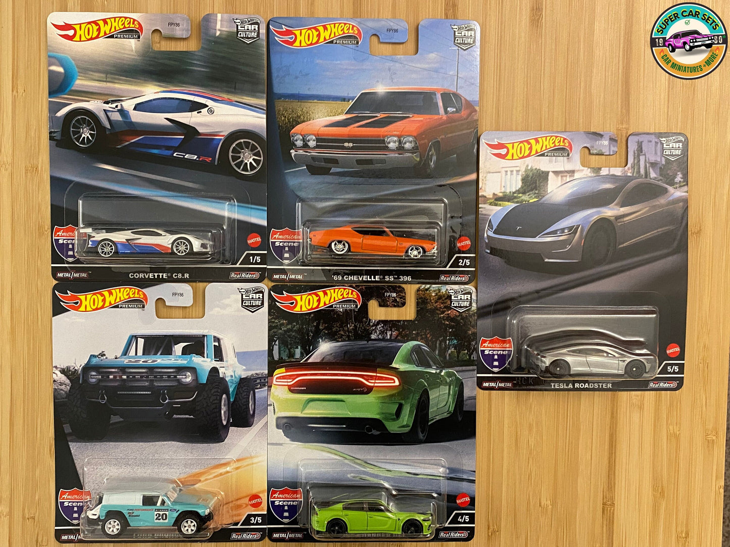 Les 5 voitures Scène américaine - Hot Wheels Premium