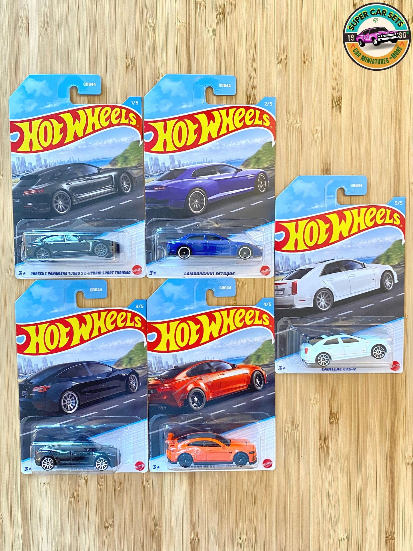 Alle 5 Autos (komplettes Set) Luxuslimousinen-Serie Hot Wheels (Alle Autos in einwandfreiem Zustand, aber eine Karte gebrochen)