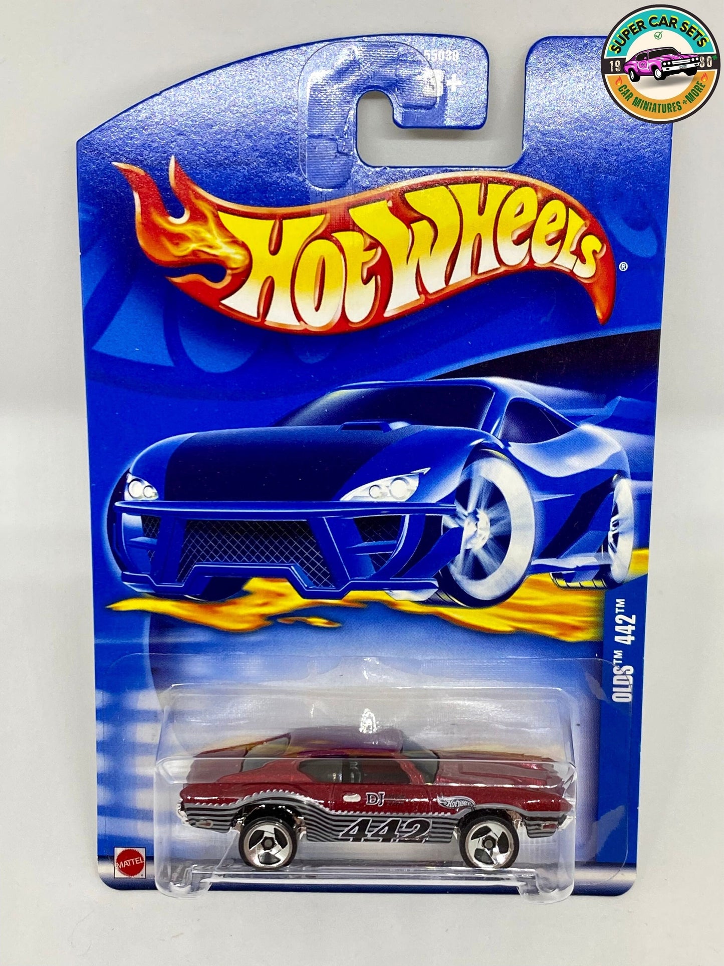 Hot Wheels (VINTAGE) - Olds 442 (rouge foncé avec bandes) #154 (année de lancement 2002)