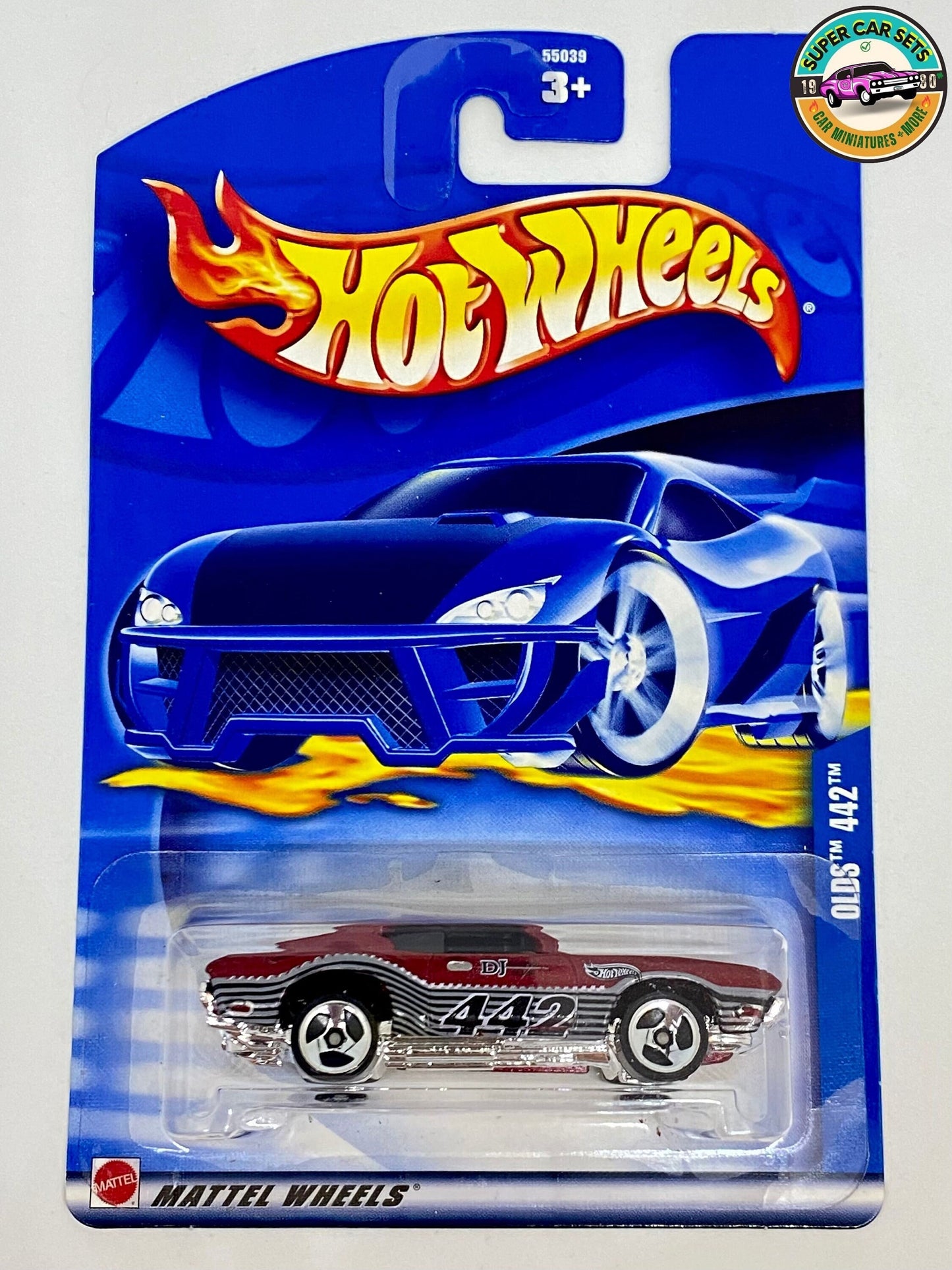 Hot Wheels (VINTAGE) - Olds 442 (dark red with strips) #154 (Year launched 2002)