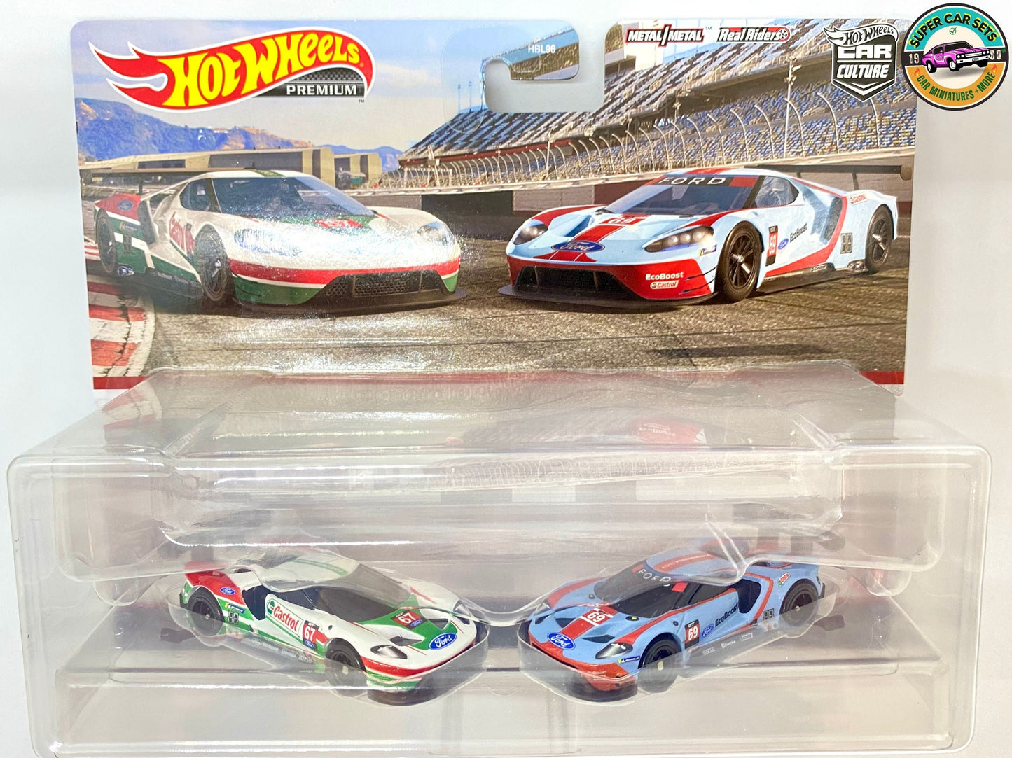 2-Cars-Pack - ’16 Ford GT Race + ’16 Ford GT Race - Hot Wheels Premium Car Culture