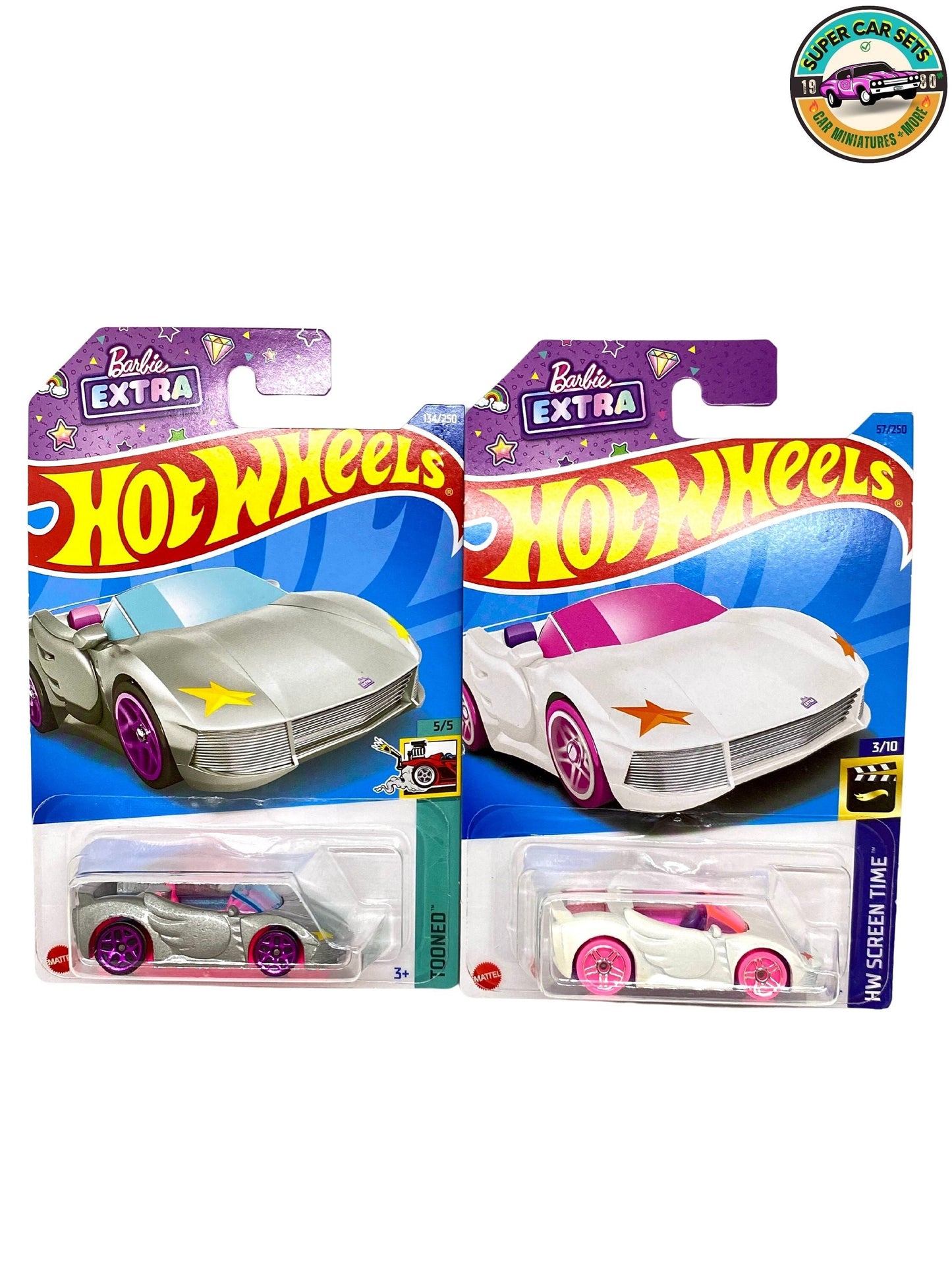 Hot Wheels Barbie-Set (Barbie Extra Weiß + Barbie Extra Silber)