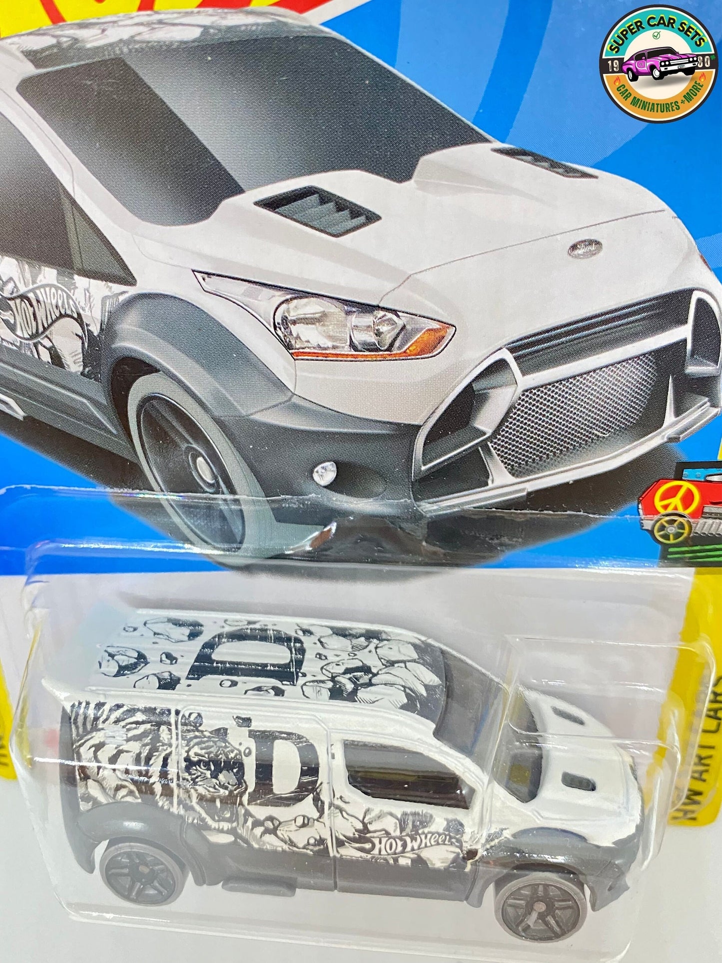 Ensemble de voitures artistiques Hot Wheels (fourgonnette des années 70 + Ford Transit Connect)