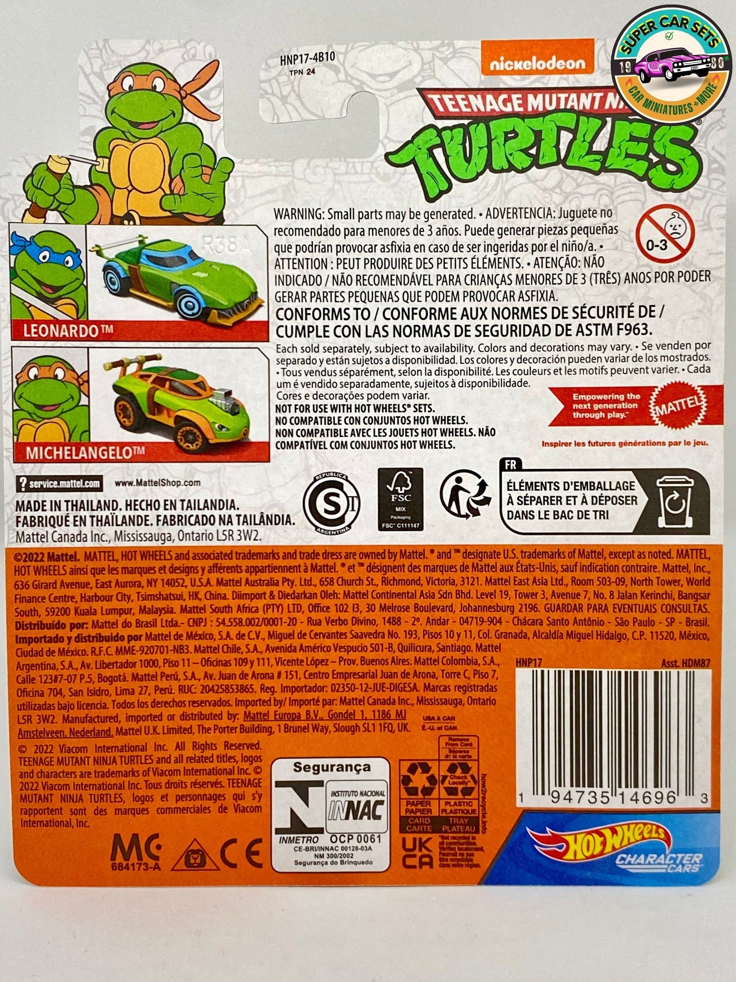 Teenage Mutant Ninja Turtles - Michel-Ange - Voitures de personnages Hot Wheels