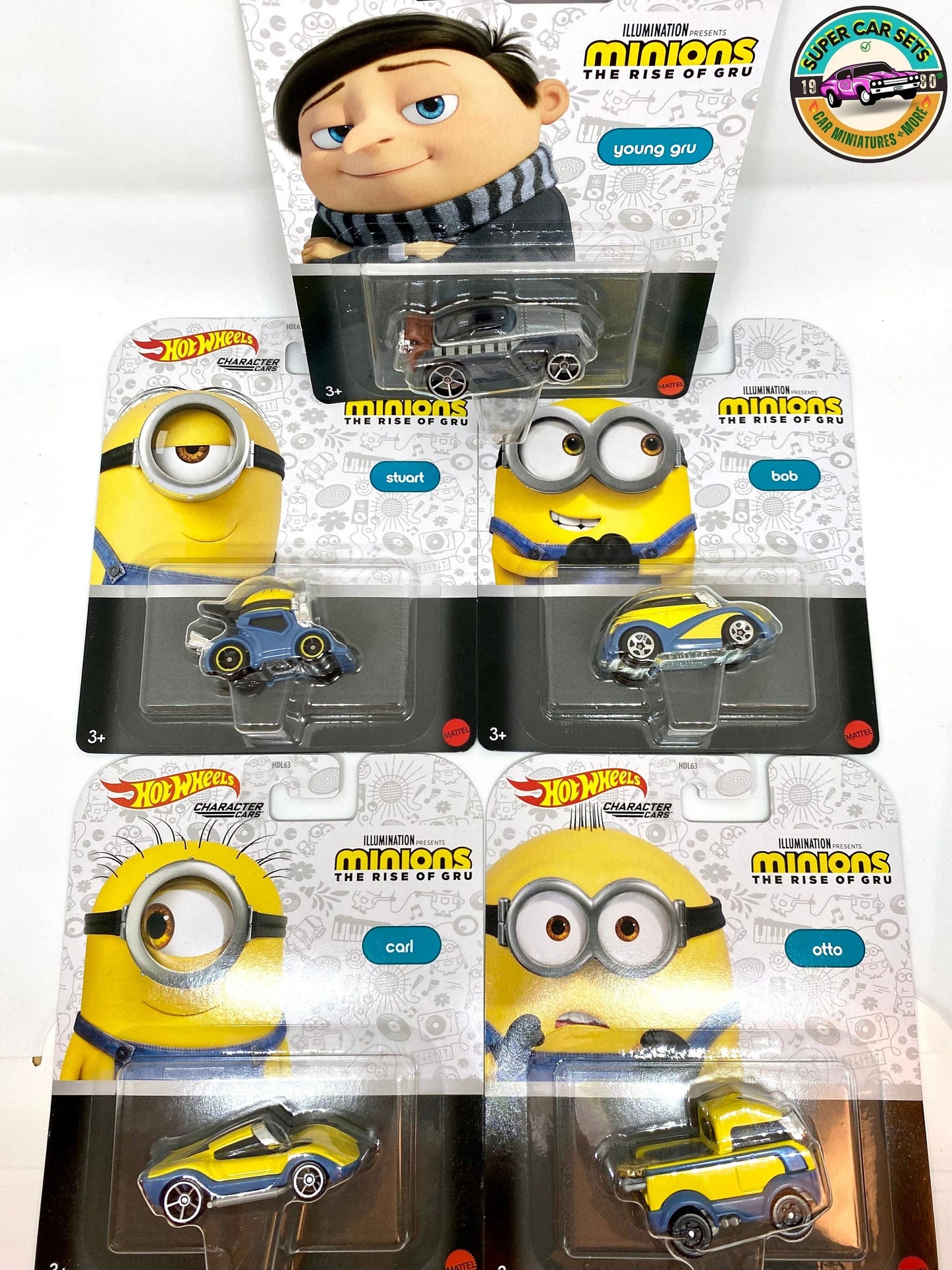 All 5 cars Minions The Rise of Gru Hot Wheels - Complete Set