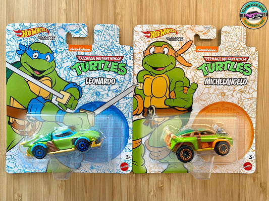 2 voitures Teenage Mutant Ninja Turtles (Leonardo + Michelangelo) de Hot Wheels Character