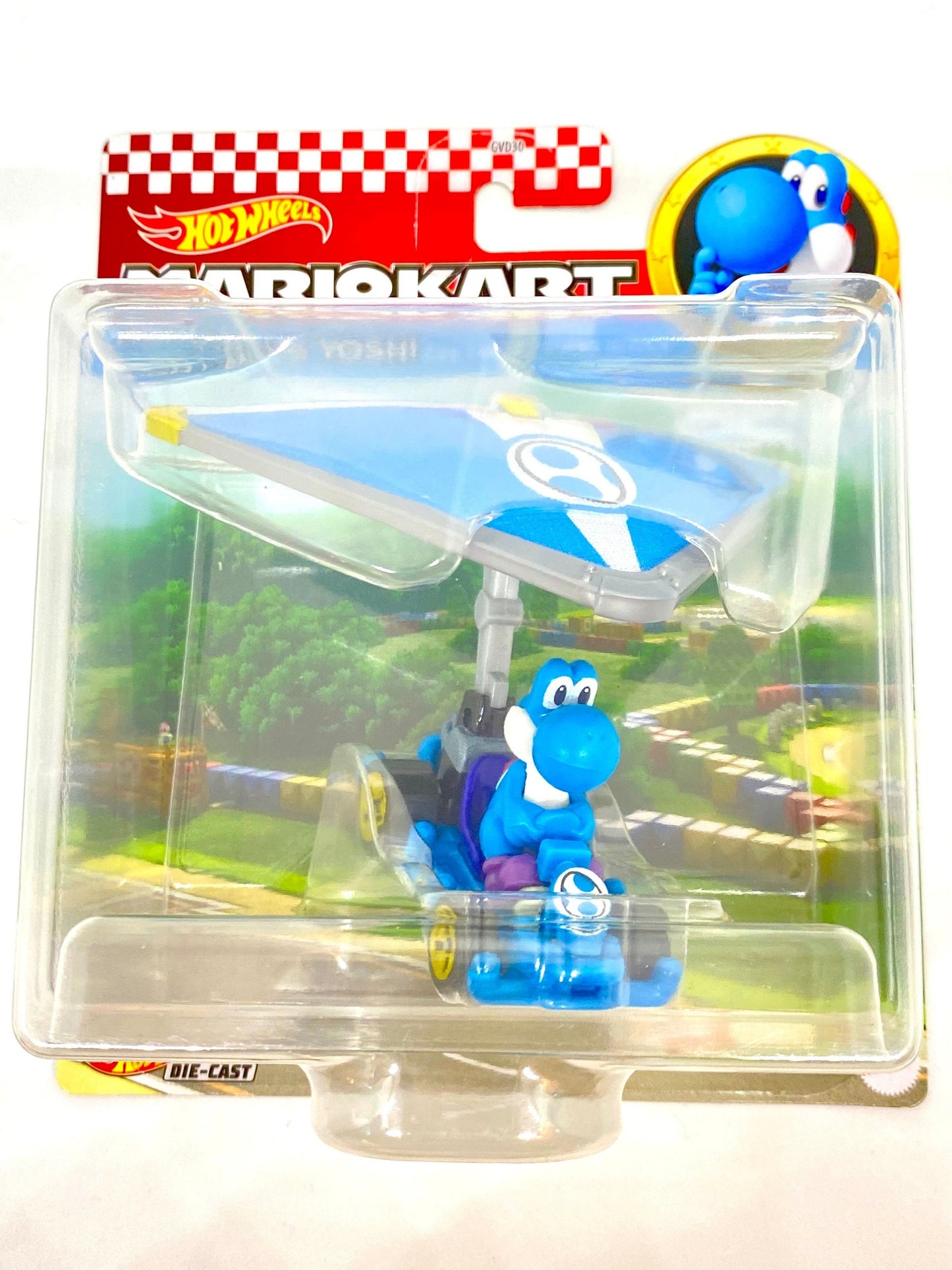 Light-Blue Yoshi - Pipe Frame + Super Glider - Mario Kart Hot Wheels