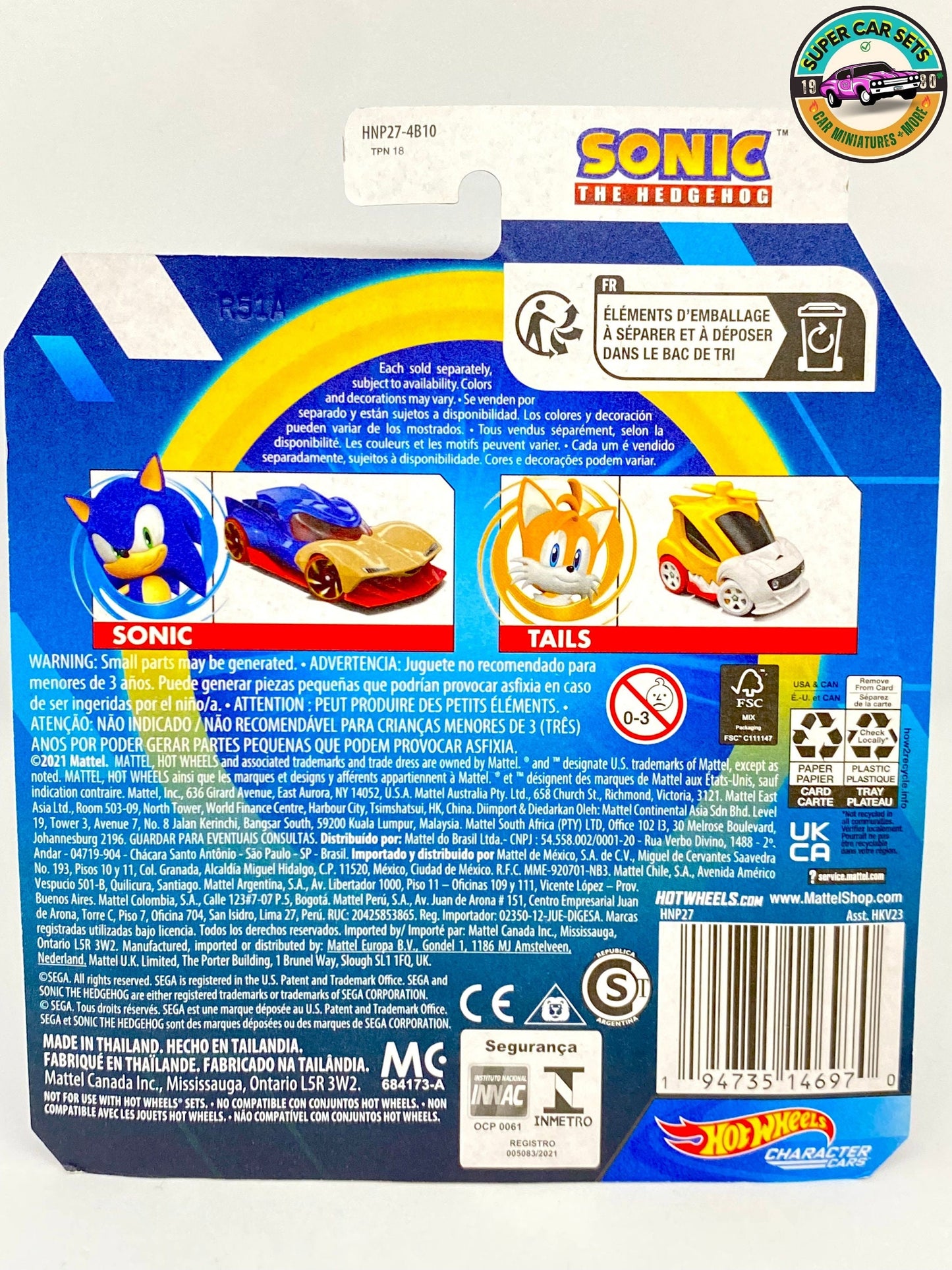 Sonic – Tails – Hot Wheels Charakterautos