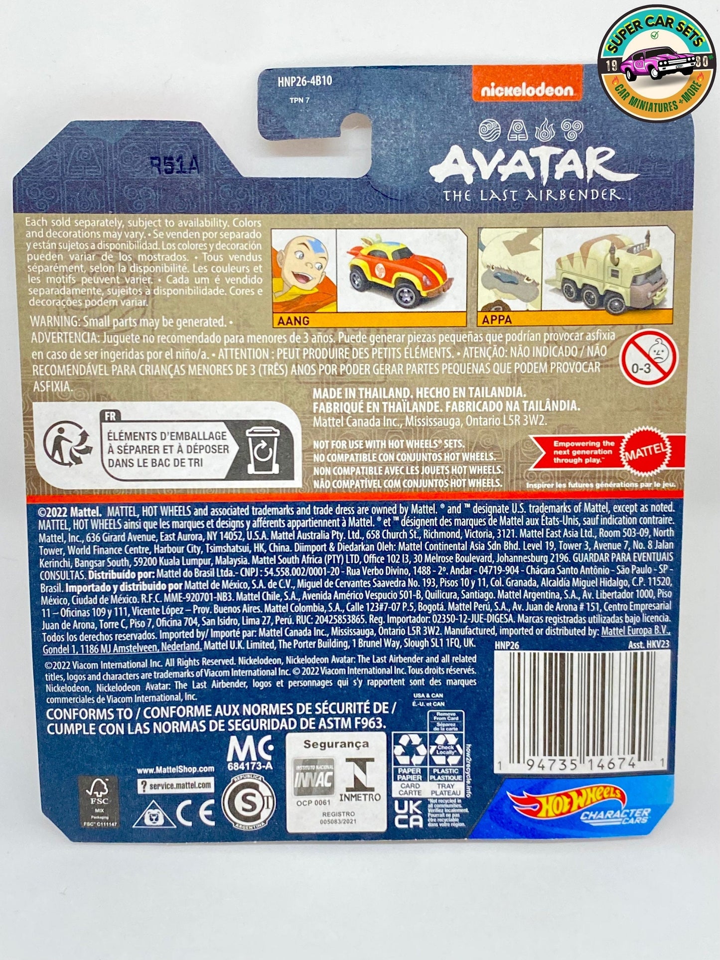 Avatar le dernier maître de l'air - AANG - Voitures de personnages Hot Wheels