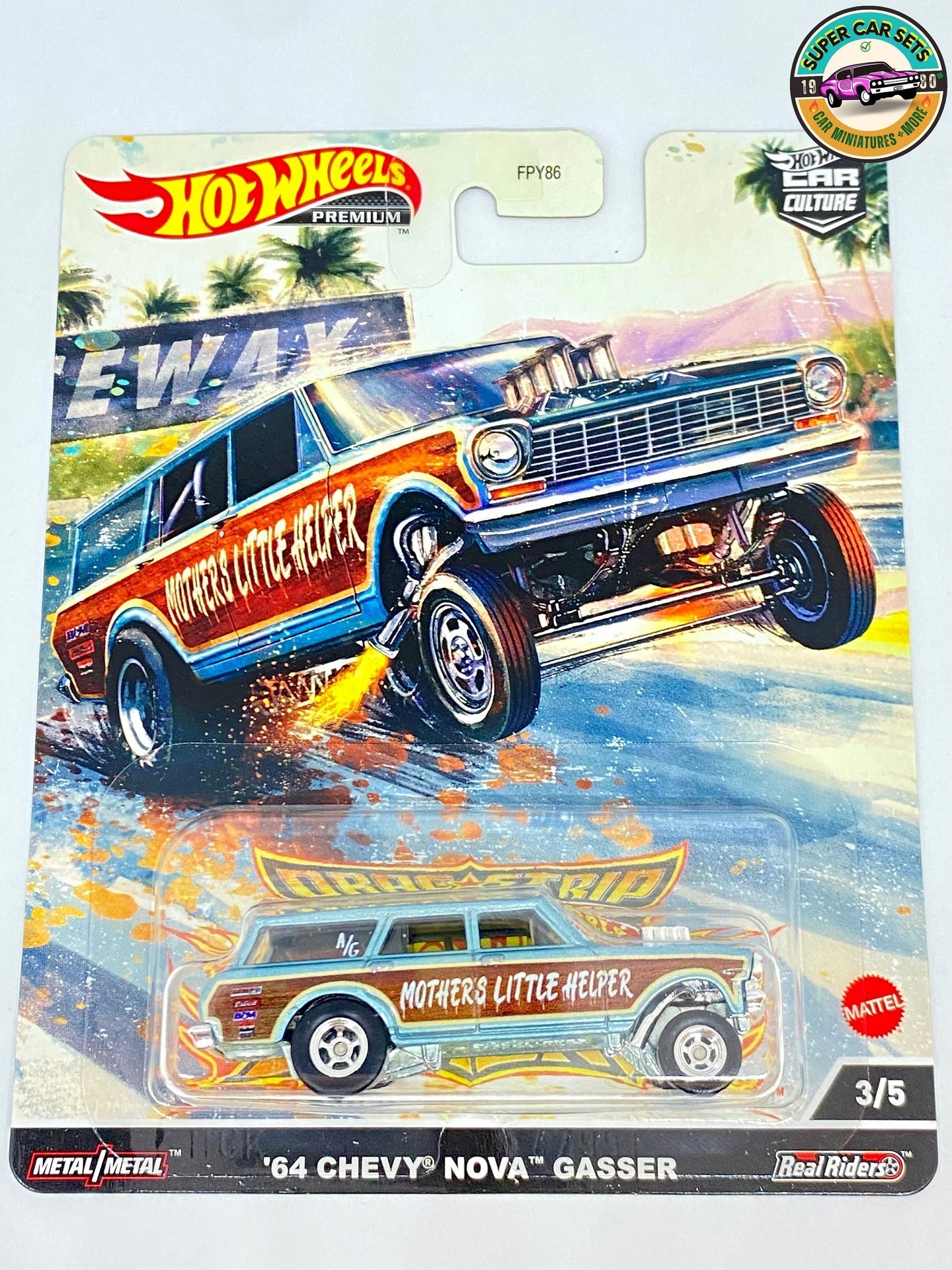 Hot Wheels Premium Car Culture - Drag Strip Demons - '64 Chevy Nova Gasser (3/5)