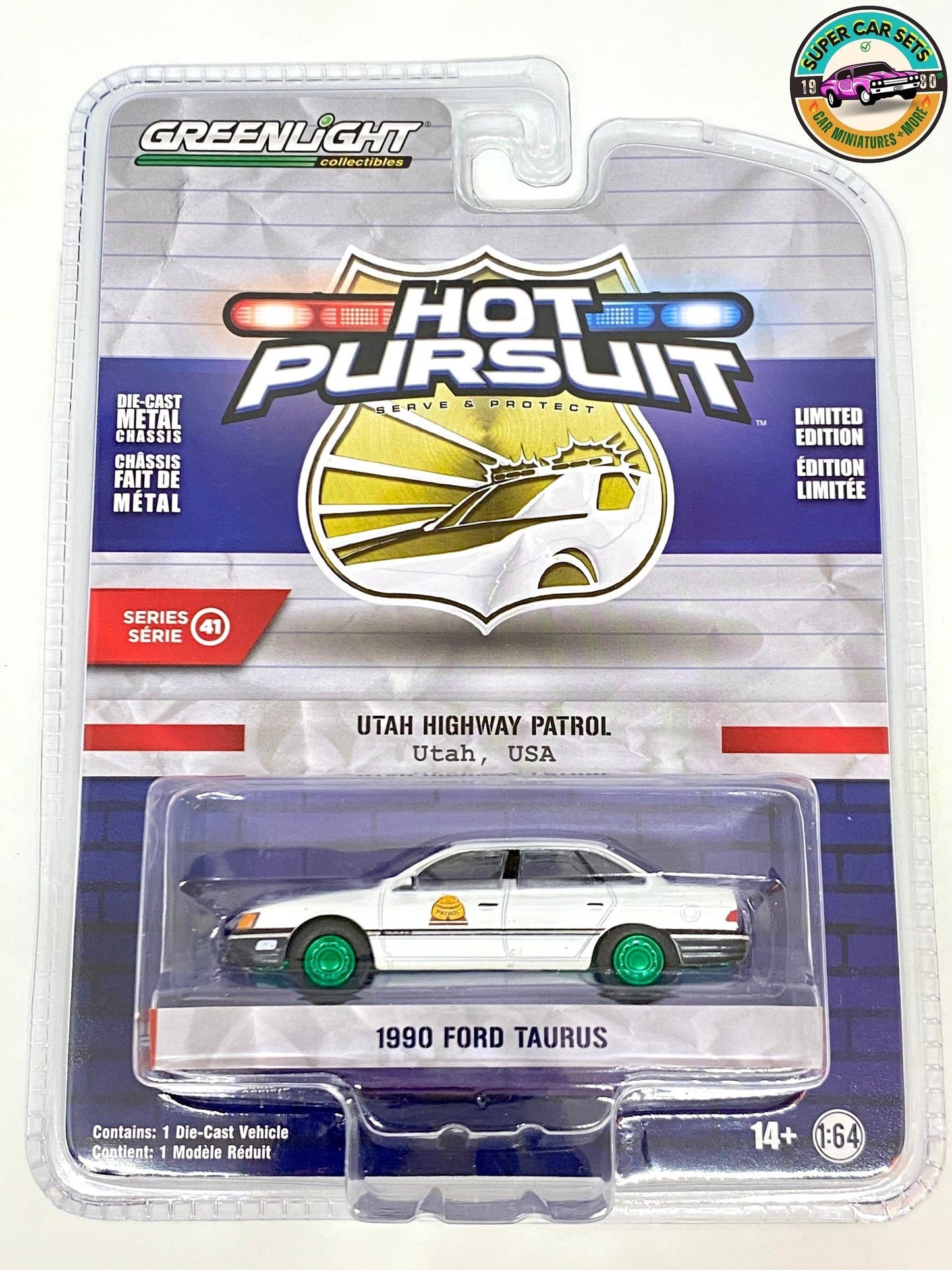 GREEN MACHINE Chase - Utah Highway Patrol - Ford Taurus 1990 - Hot Pursuit - Série 41 - Greenlight Collectibles