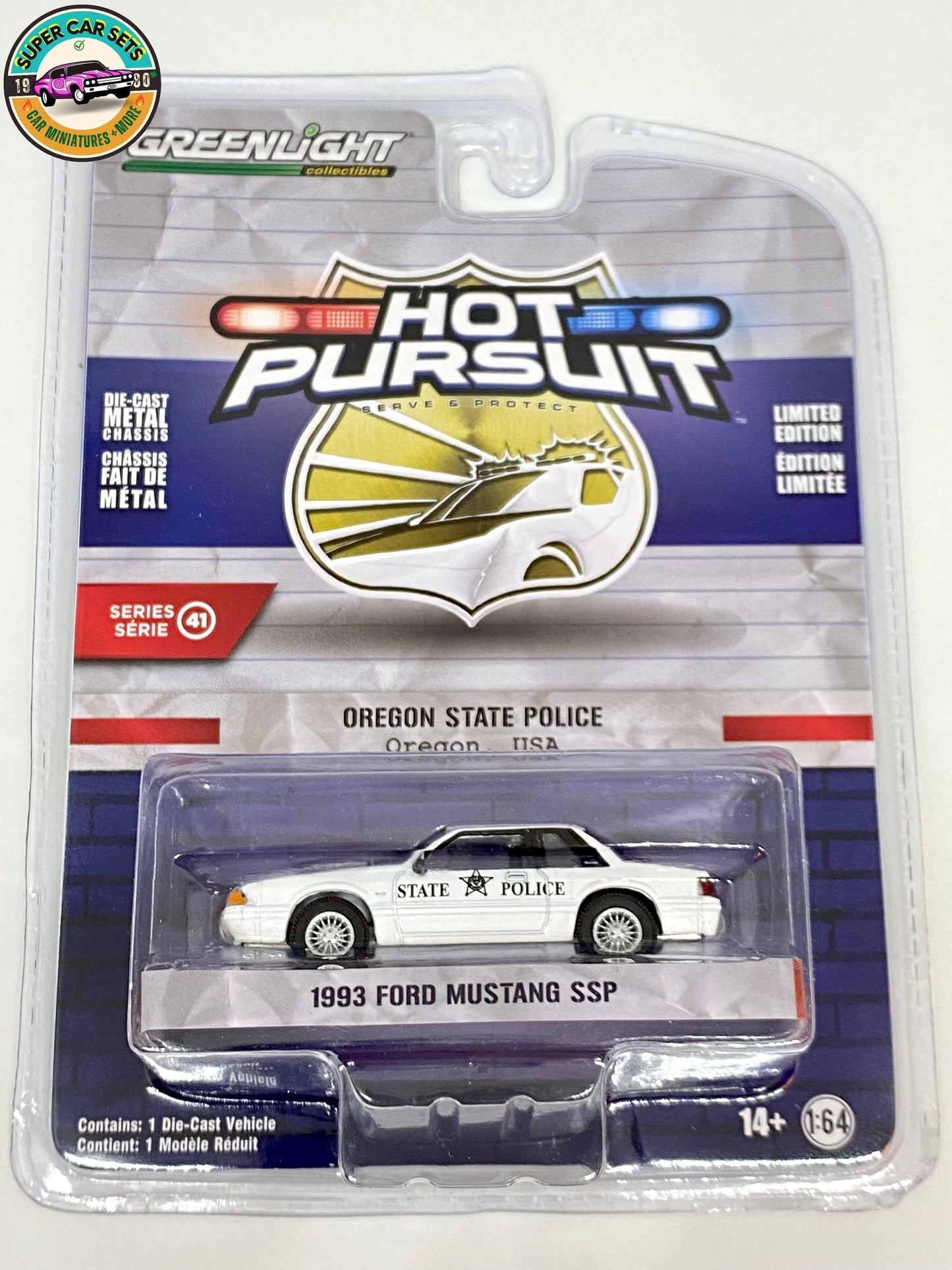 Police de l'État de l'Oregon - Ford Mustang SSP 1993 - Hot Pursuit - Série 41 - Greenlight Collectibles