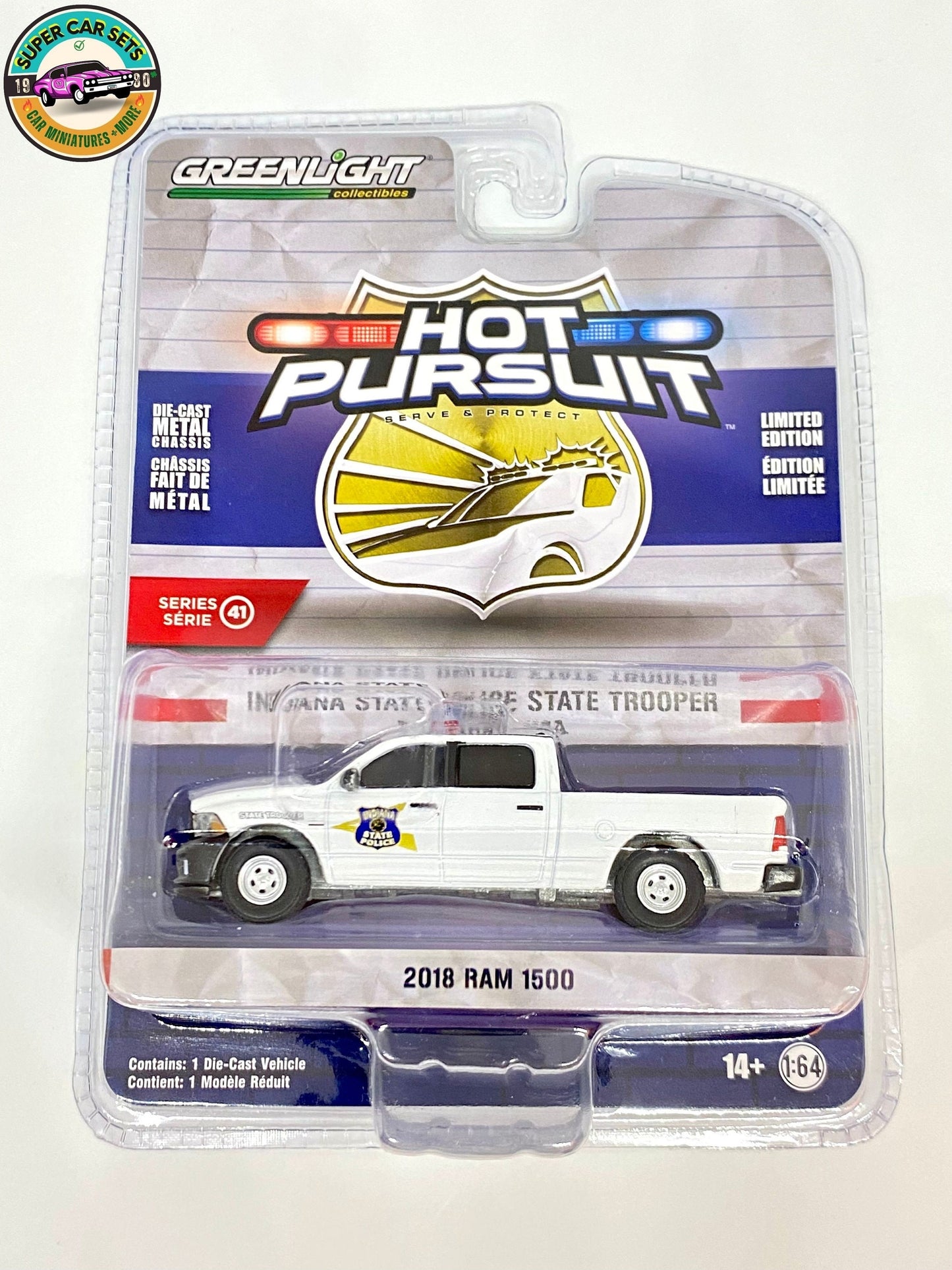 Indiana State Police State Trooper - 2018 RAM 1500 - Hot Pursuit - Série 41 - Greenlight Collectibles