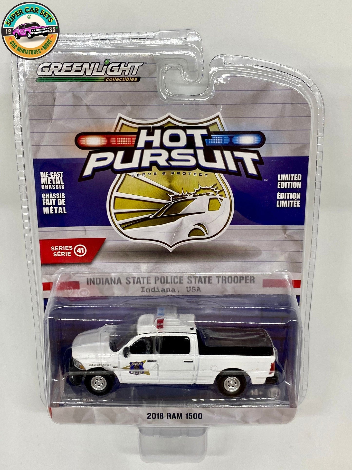 Indiana State Police State Trooper - 2018 RAM 1500 - Hot Pursuit - Series 41 - Greenlight Collectibles