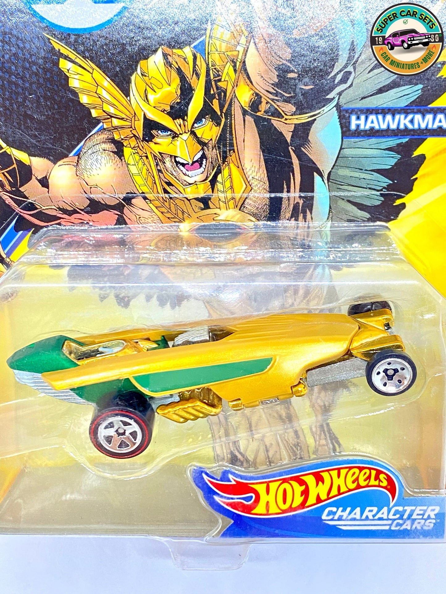 Hawkman - DC - Hot Wheels (voiture parfaite, mais carte rayée)