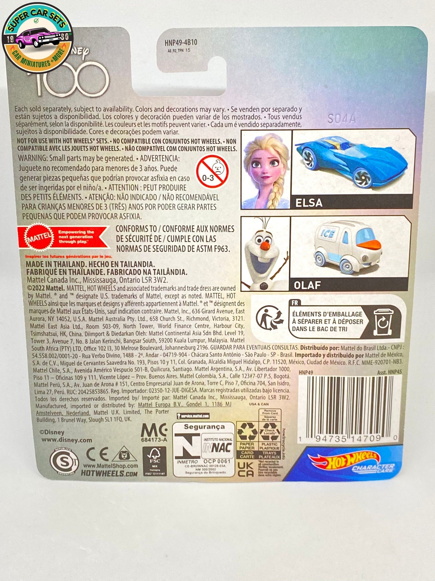 Hot Wheels Character Cars - Disney 100 Years - Frozen - Elsa (card slightly bent)