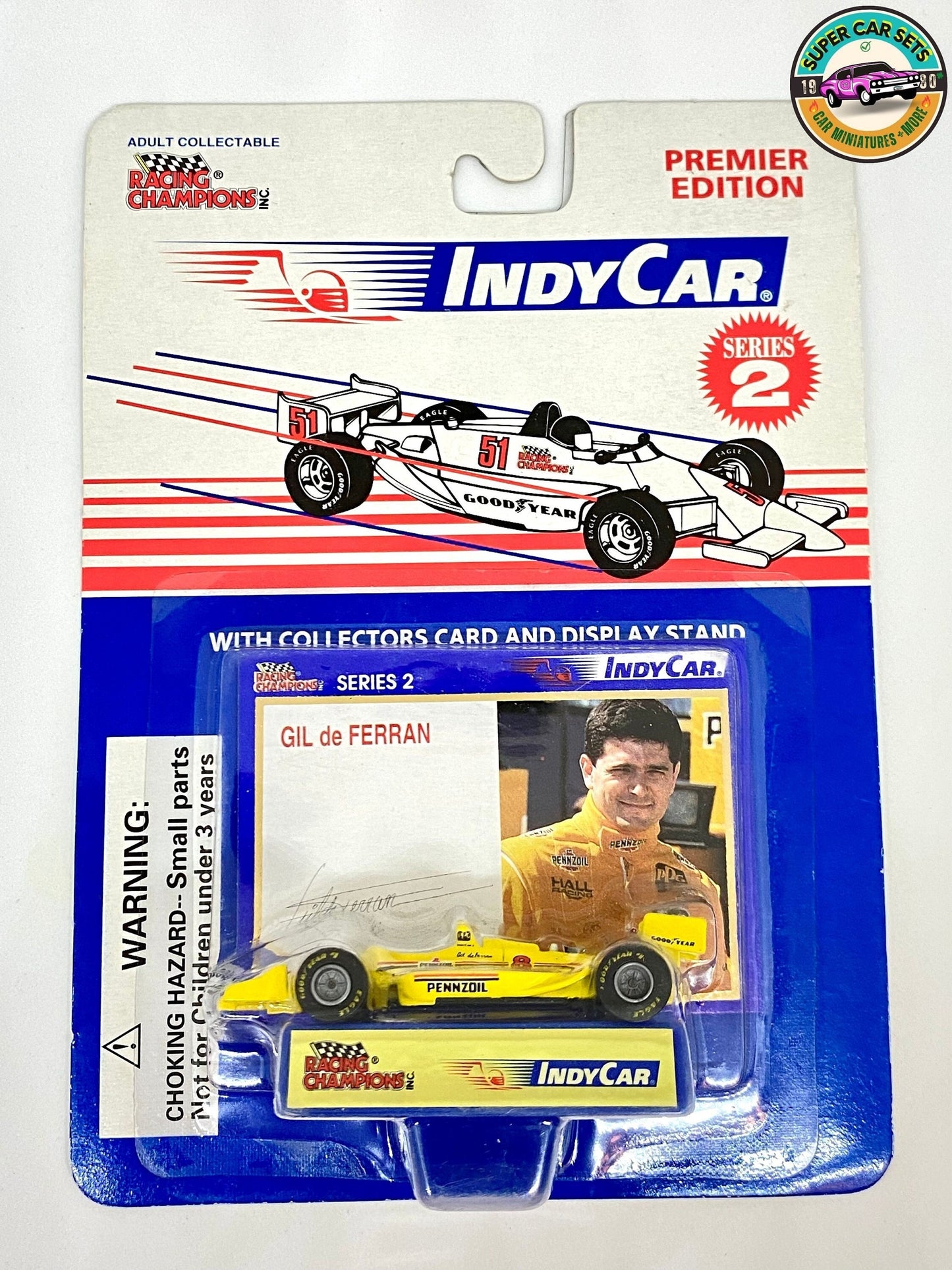 Racing Champions - Indy Car Gil de Ferran - with Collectors Card and Display stand