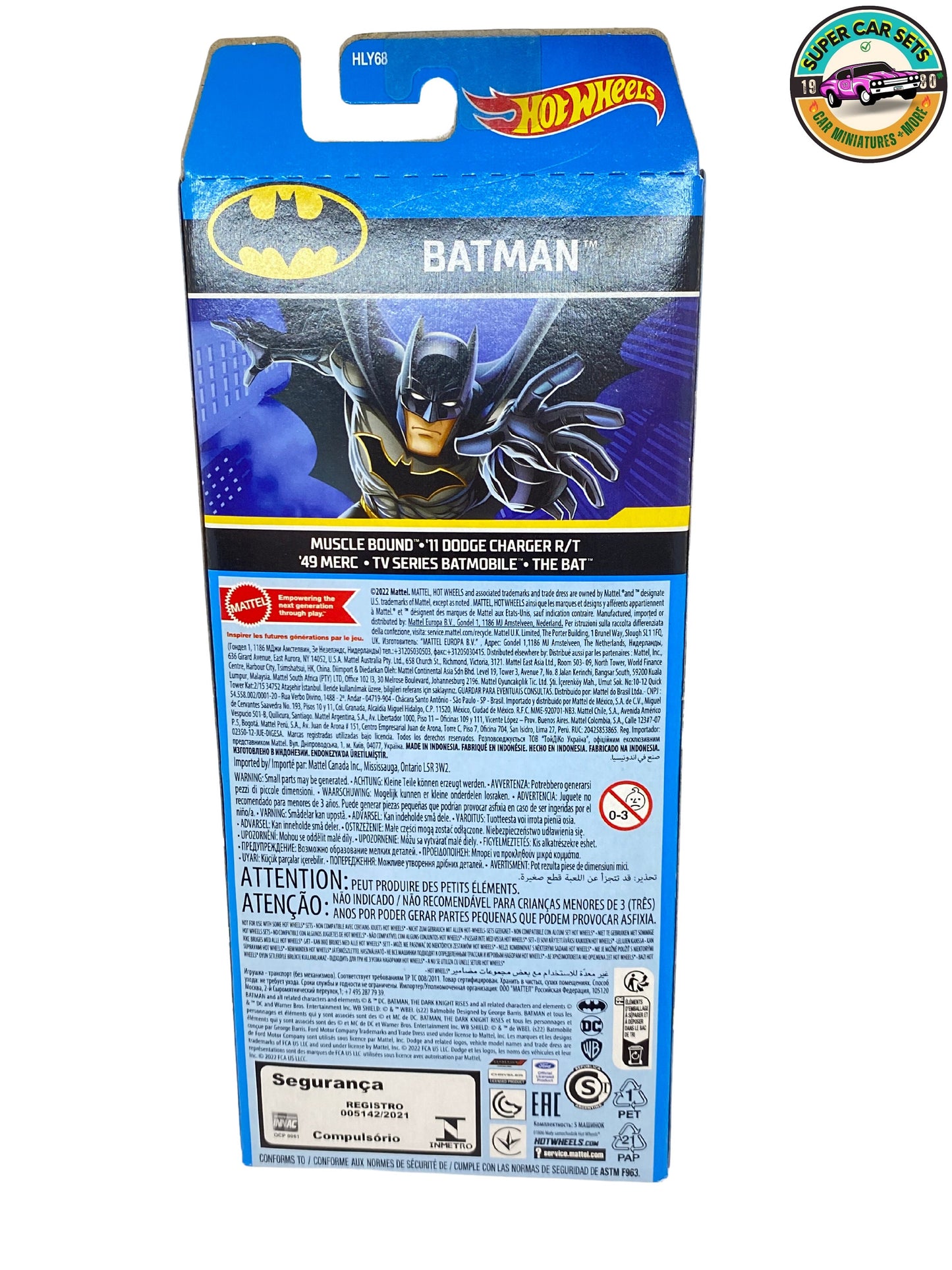 Batman 5er-Pack Hot Wheels – 2023 – Muscle Bound • Dodge Charger R/T '11 • Merc '49 • Batmobil der TV-Serie • The Bat